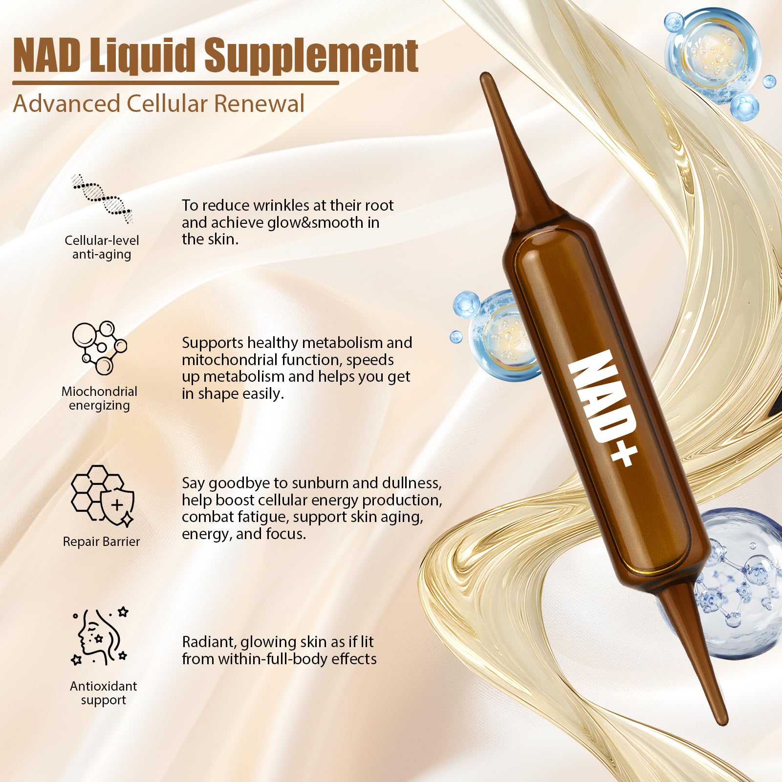 NAD+Advanced Cellular Renewal - 1200mg NAD+Liquid Supplements for Energy & Focus - 10 Vials (1) LexenicAu supplements
