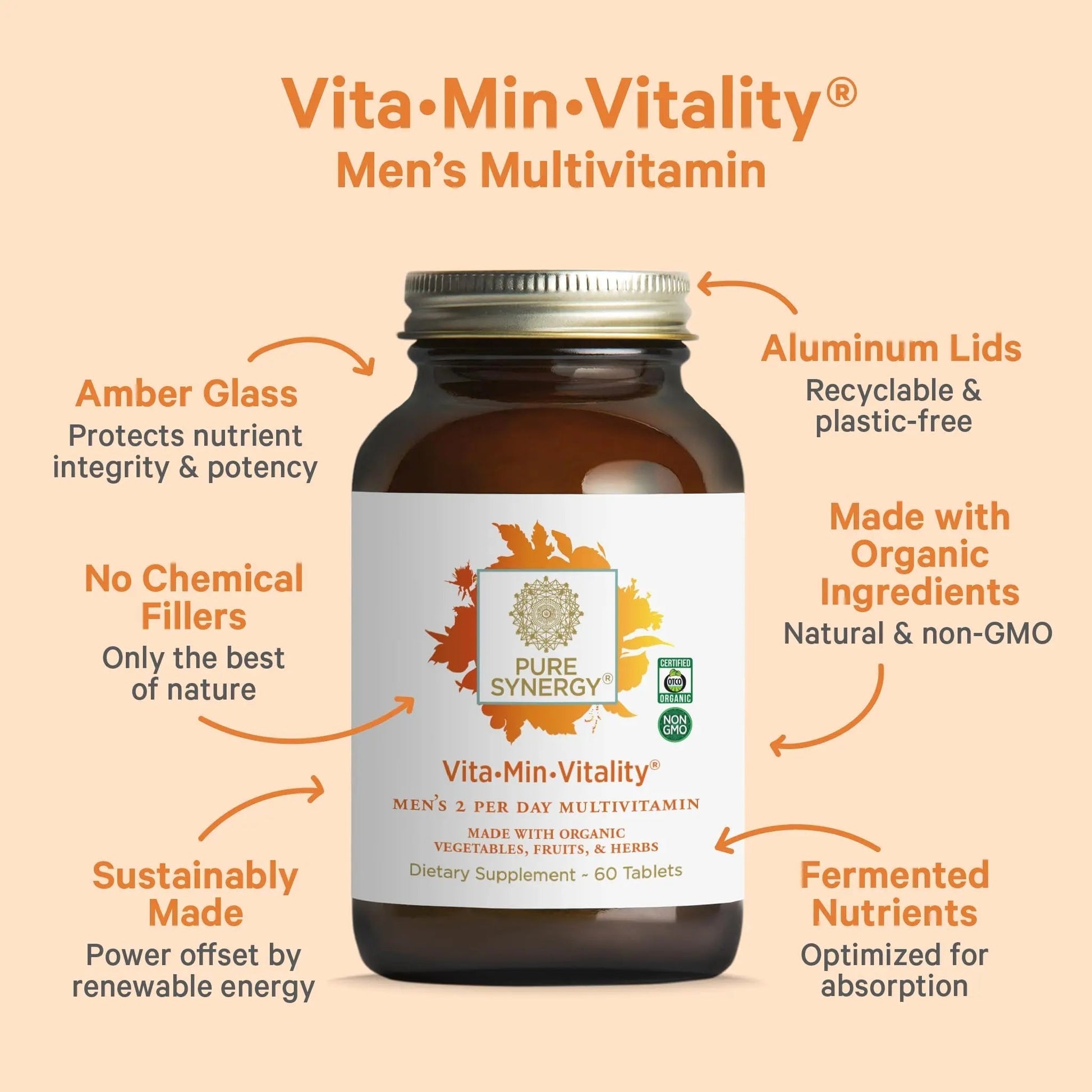 PURE SYNERGY Vita·Min·Vitality | Natural Multivitamin for Men | Men’s Daily Multivitamin Made with Organic Whole Foods | PURE SYNERGYAu supplements
