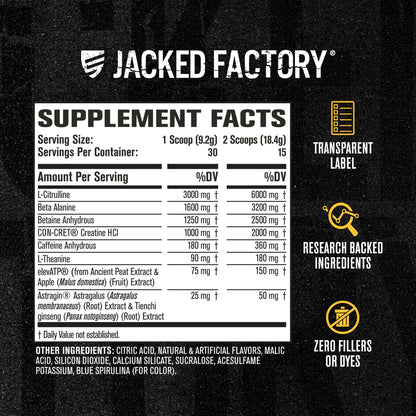 Jacked Factory Nitrosurge Build Pre Workout with Creatine for Muscle Building - Con Cret Creatine Powder & elevATP for Intense Energy, Powerful Pump, Jacked FactoryUS supplements