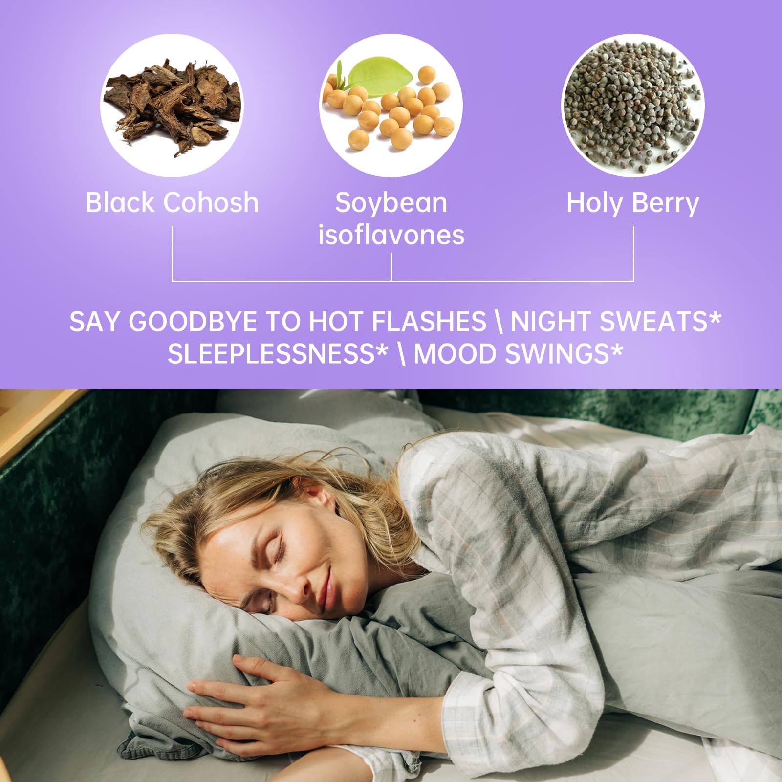 Natener Menopause Supplement for Women, Relieves 12 Menopausal Symptoms* | Black Cohosh + Soy Isoflavones + Ashwagandha + Moringa | for Alleviate Hot Flashes*, Night Sweats*, Weight* & Mood Swings* NatenerAu supplements