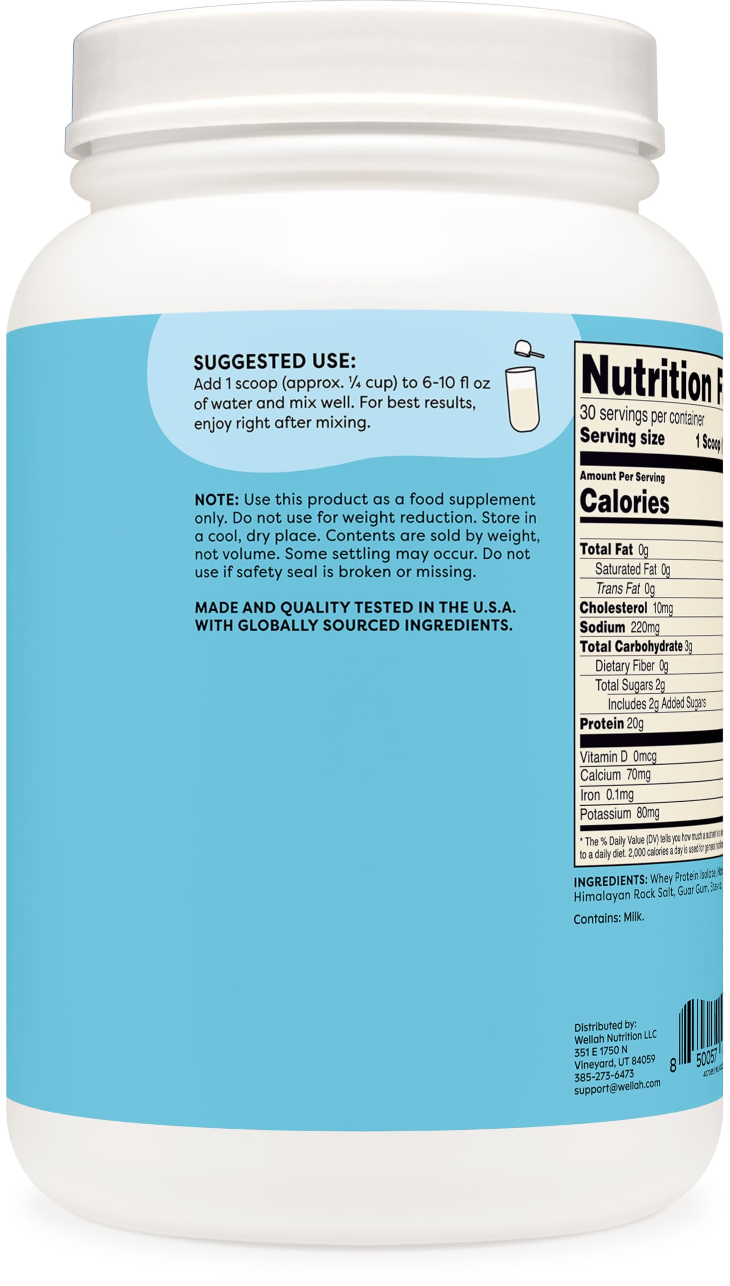 Wellah Your Whey (30 Servings, Vanilla) - Whey Protein Isolate Protein WellahUS supplements