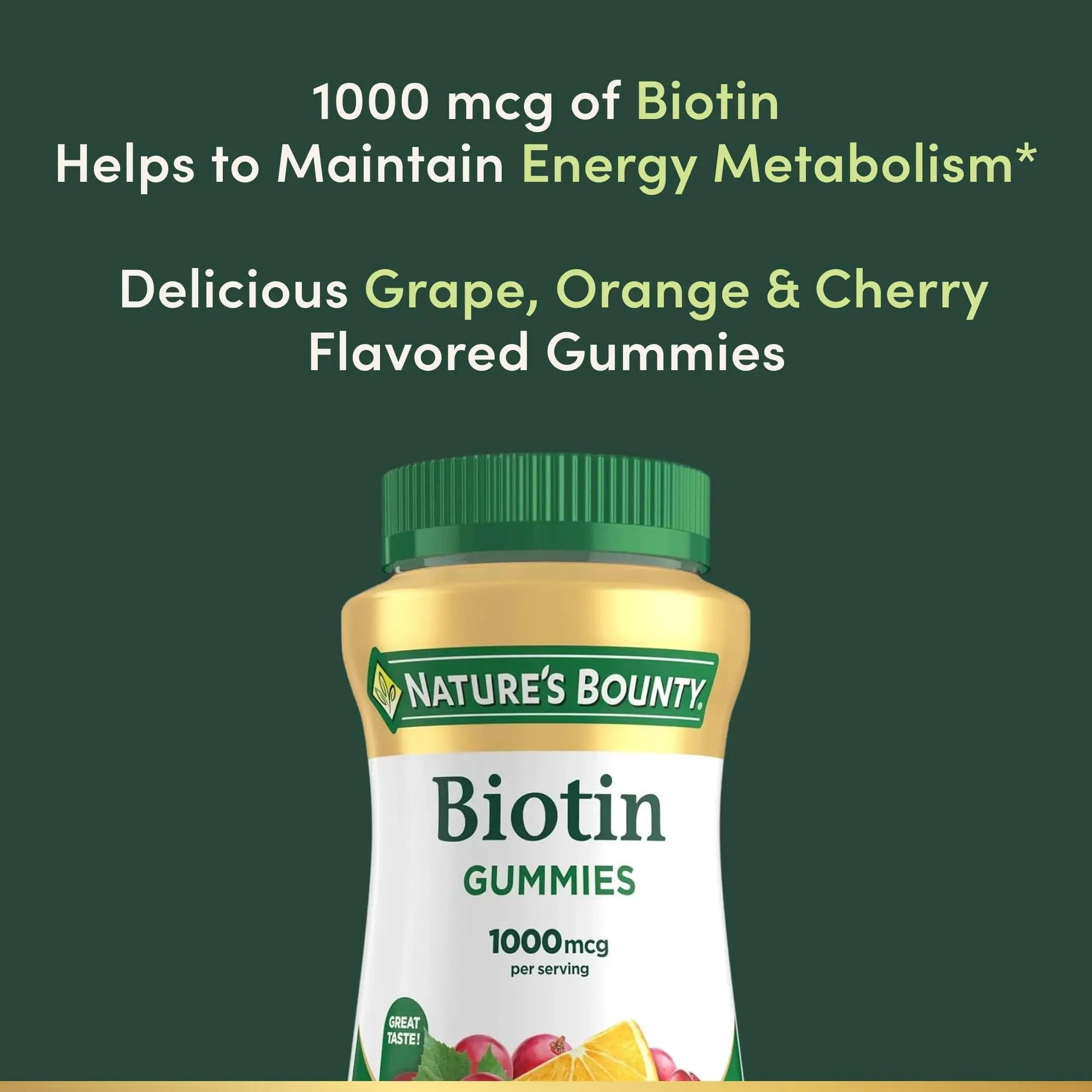 Nature's Bounty Biotin Gummy, Vitamin Supplement, Supports Healthy Hair, Skin, and Nails, Fruit Flavored Gummies, 1000 mcg, 110 Count Nature's BountyAu supplements
