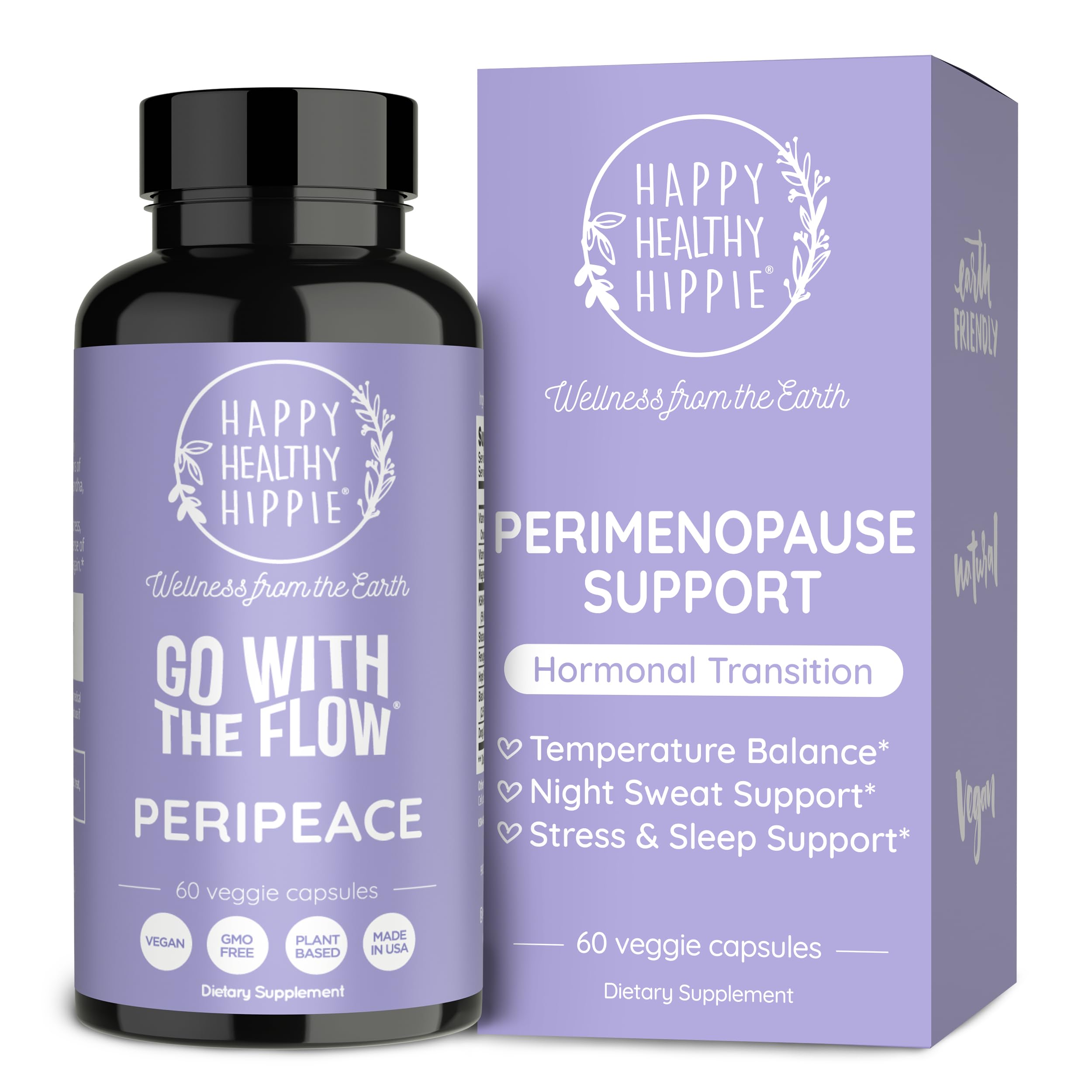 Perimenopause Supplements for Women | Hot Flash, Night Sweat, Mood & Sleep Support | Vegan Hormone Balance Capsules with KSM-66 Ashwagandha, Shatavari & Black Cohosh | Estrogen-Free, 60ct Happy Healthy HippieAu supplements