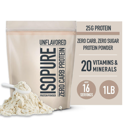 Isopure Unflavored Protein, Whey Isolate, 25g Protein, Zero Carb & Keto Friendly IsopureUS supplements
