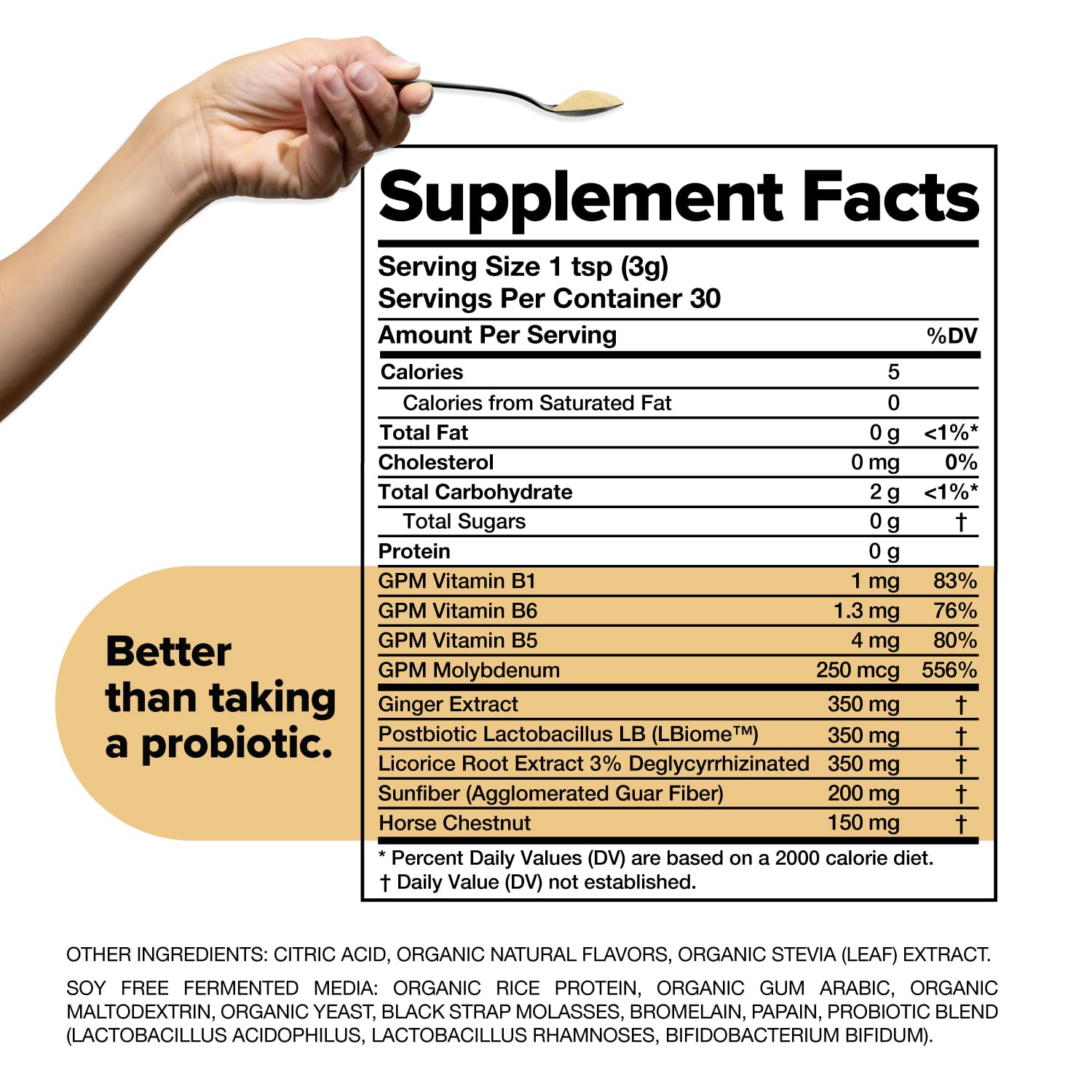 Complement Gut Nurture Prebiotic + Postbiotic Superfood Powder for Leaky Gut Repair, Probiotics for Digestive Health - Ginger Root - 30 Servings ComplementAu supplements