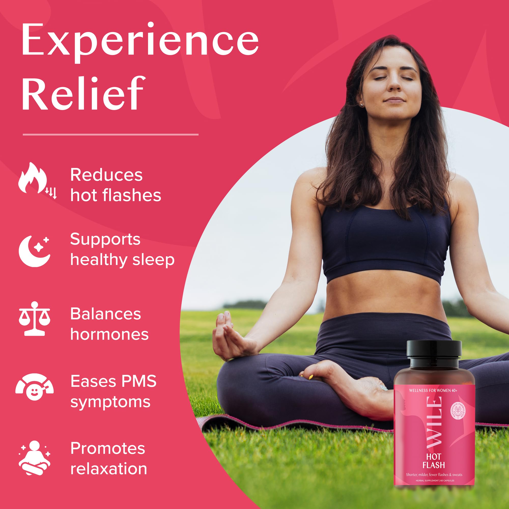 WILE Menopause and Perimenopause Supplements for Women - Hot Flashes and Night Sweats Relief with Kudzu Root - Premenopause Support for Stress, Hot Flash, Hormone Balance & Restful Sleep, 30 Servings WILEAu supplements