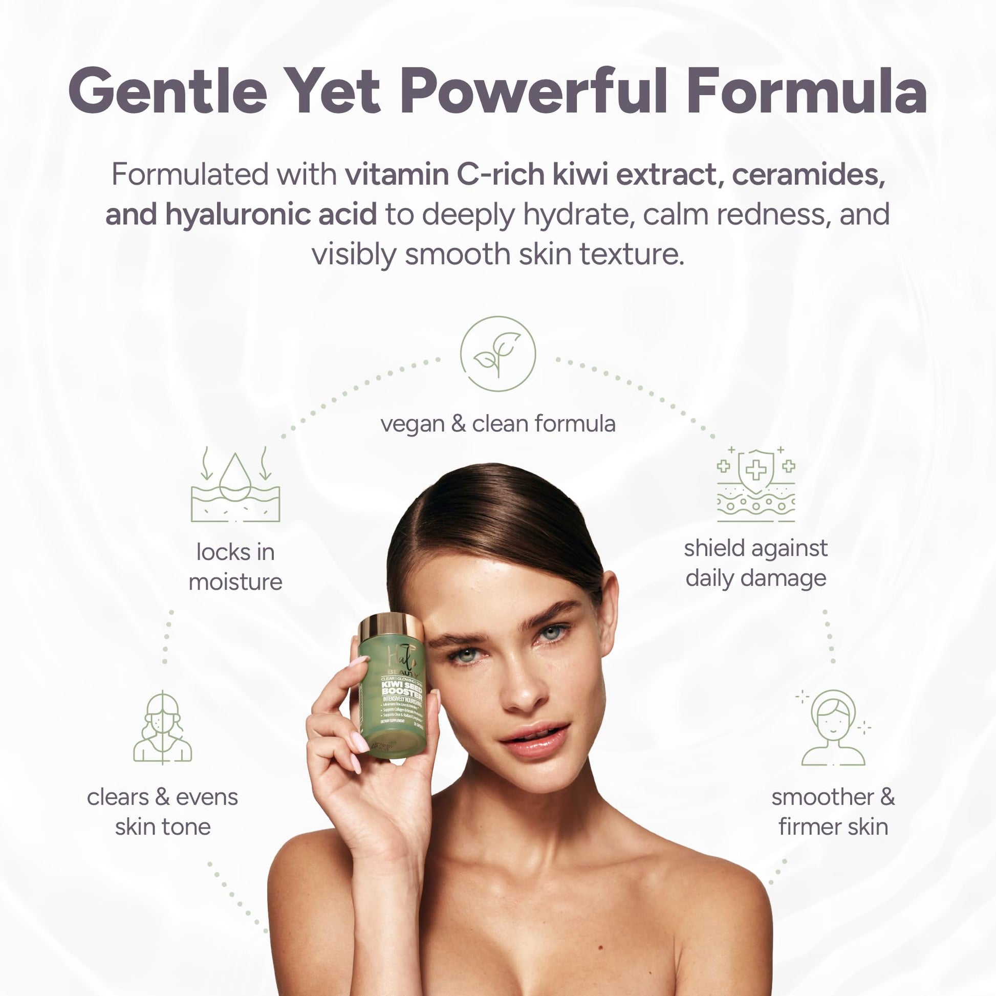 Halo Beauty Kiwi Seed Booster Skin Supplement Refill Pack | Anti-Aging Hydration & Glowing Skin Support with Kiwi Seed, Vitamin C, D3 & Zinc | Vegan Collagen Support Capsules | 1-Month Supply Halo BeautyAu supplements