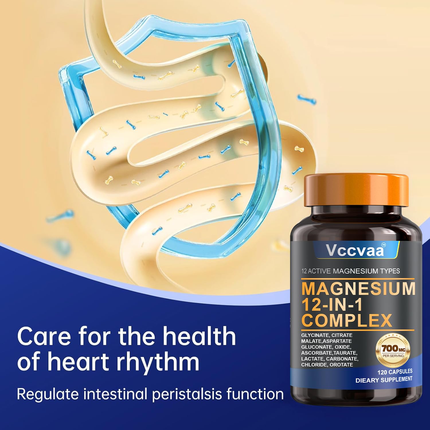 Magnesium Complex 700mg – 12-in-1 Magnesium Supplement with Glycinate, Citrate, Malate, Oxide, Taurate & More – High Absorption for Muscle, Heart, Sleep, Bone, Nerve Support –120 Capsules VccvaaAu supplements