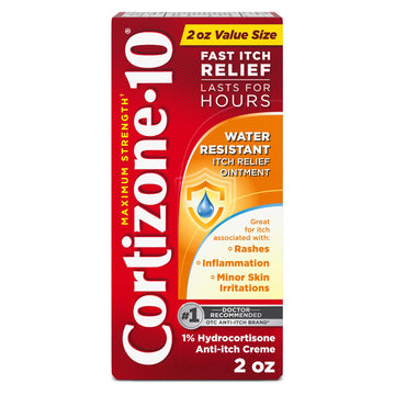 Cortizone-10 Maximum Strength Water Resistant Itch Relief Ointment, 1% Hydrocortisone, Fast-Acting, Anti-Itch Cream for Bug Bites, Rash, Eczema, Psoriasis, Poison Ivy, Oak, Sumac & More, 2 oz Cortizone 10Au supplements