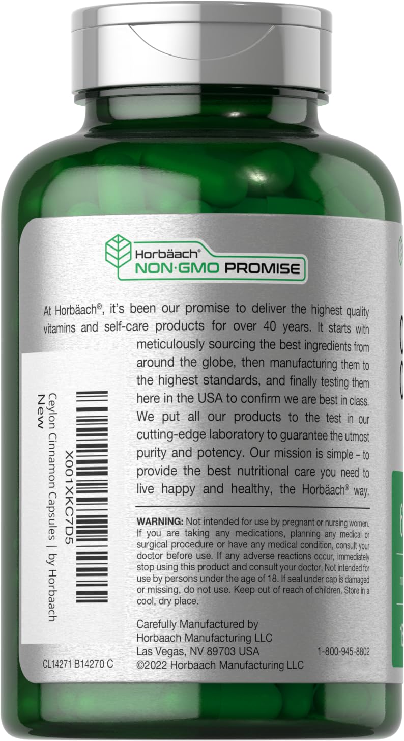 Ceylon Cinnamon Capsules | 6000 mg | 150 Count | Non-GMO & Gluten Free Supplement HorbäachUS supplements