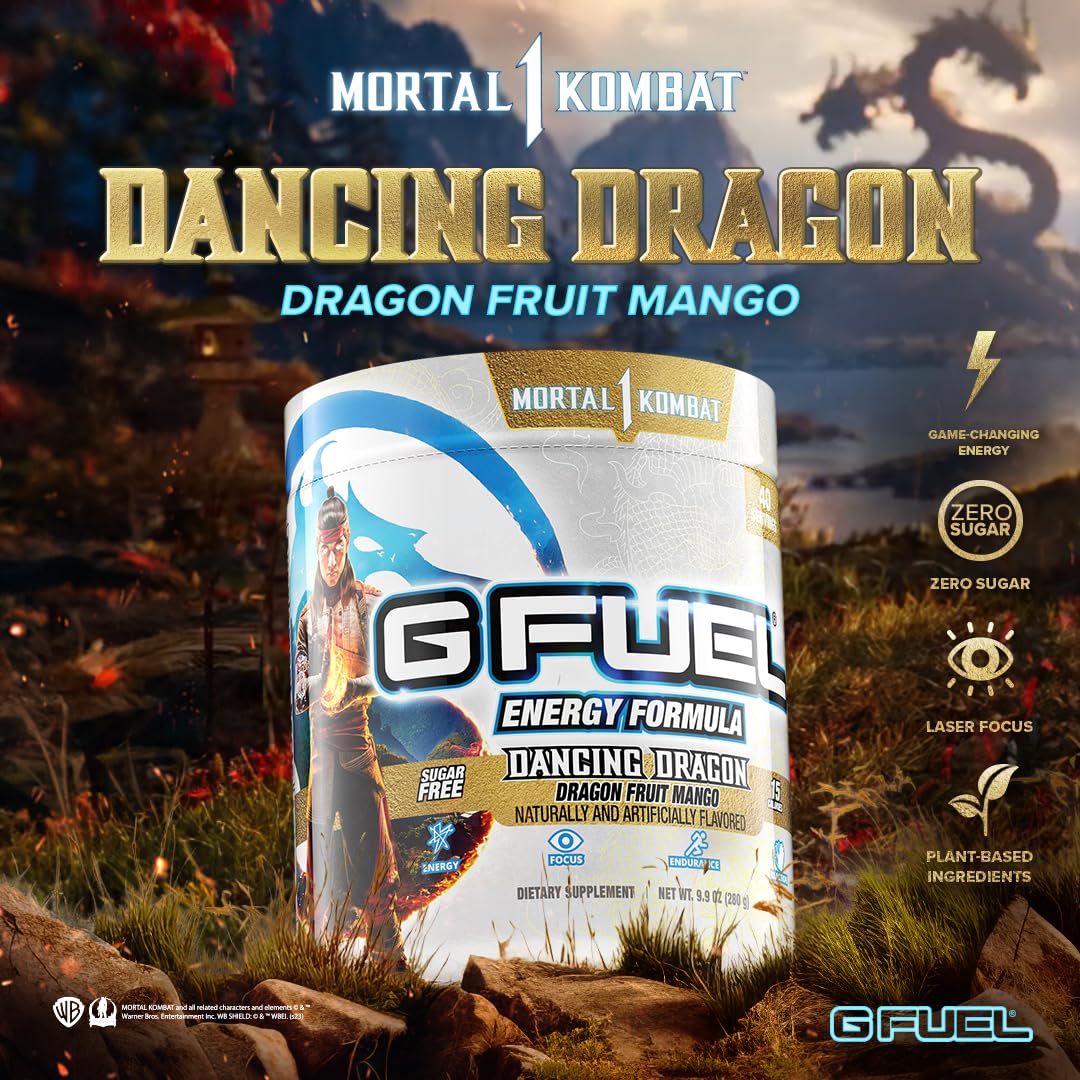 G fuel Mortal Kombat Dancing Dragon Energy Powder, Sugar Free, Clean Caffeine Focus G fuelUS supplements