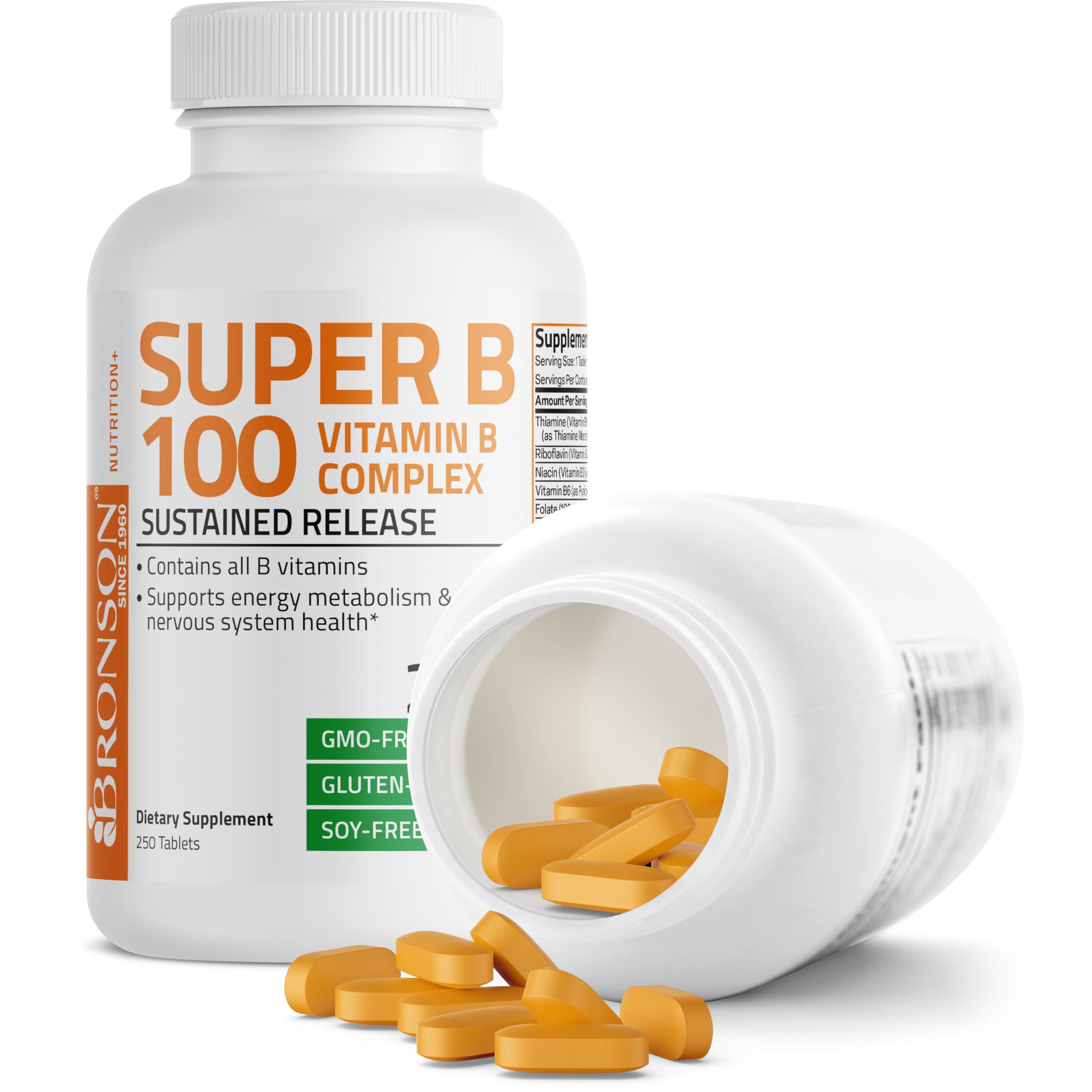 Bronson Super B 100 Vitamin B Complex Sustained Release Contains All B Vitamins BronsonAu supplements