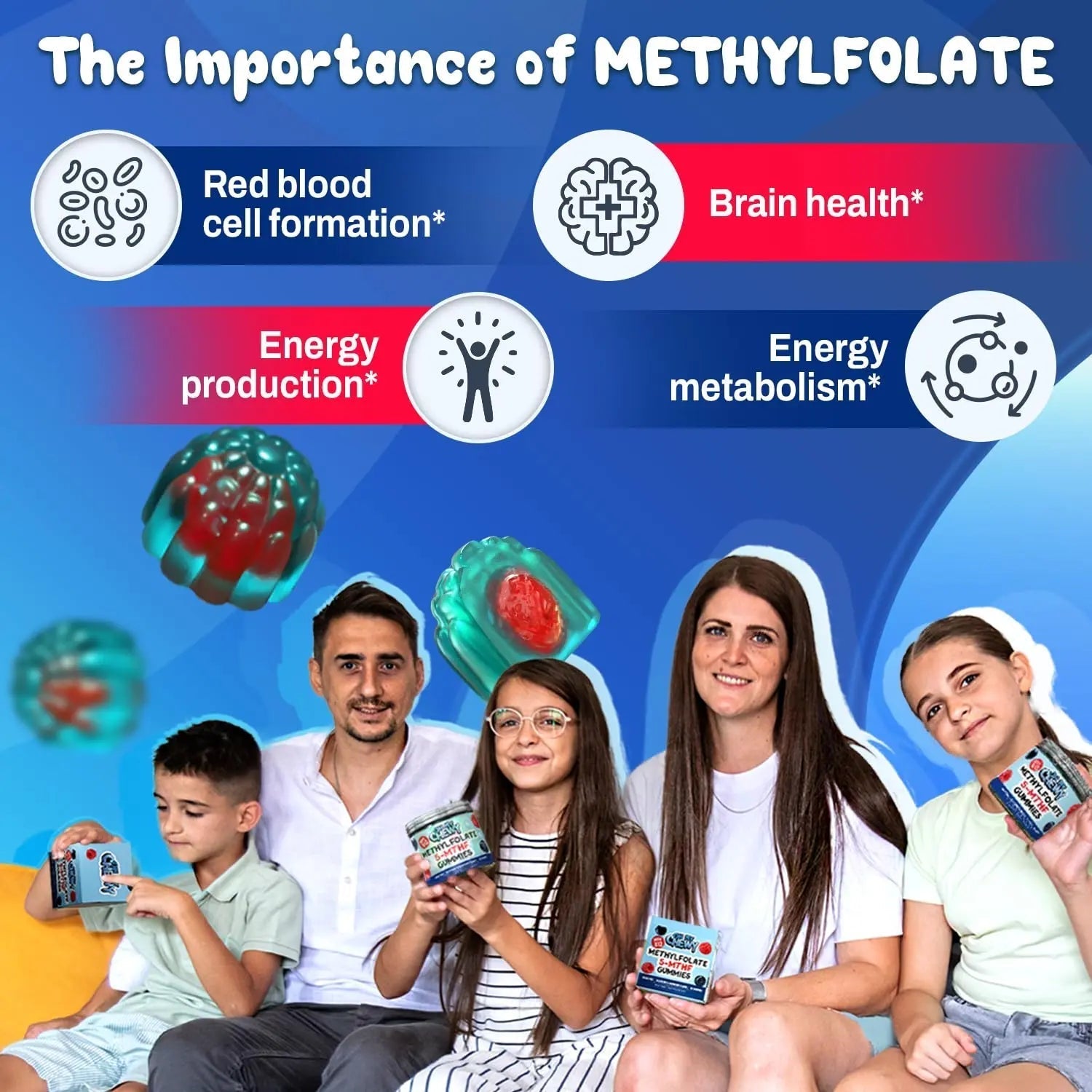 Center-Filled 5-MTHF Folate L-MethylFolate Sugar-Free Gummies - MTHFR Supplement Support with Methylated B1, B6 and Methyl B12 Multivitamins OH MY CHEWYAu supplements
