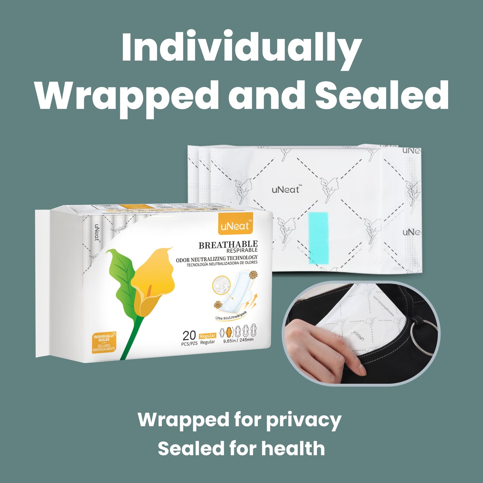 uNeat Regular with Wings Ultra-Thin Sanitary Pads for Women and Teen, Unscented, Eliminates Odor uNeatAu supplements