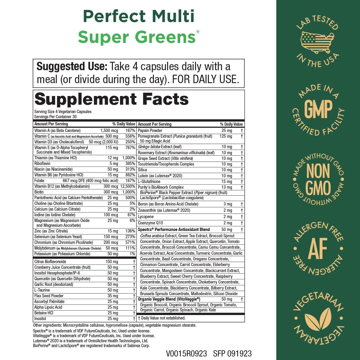 Purity Products Perfect Multi Super Greens Dietary Supplement Health Nutrition, 120 count Purity ProductsAu supplements