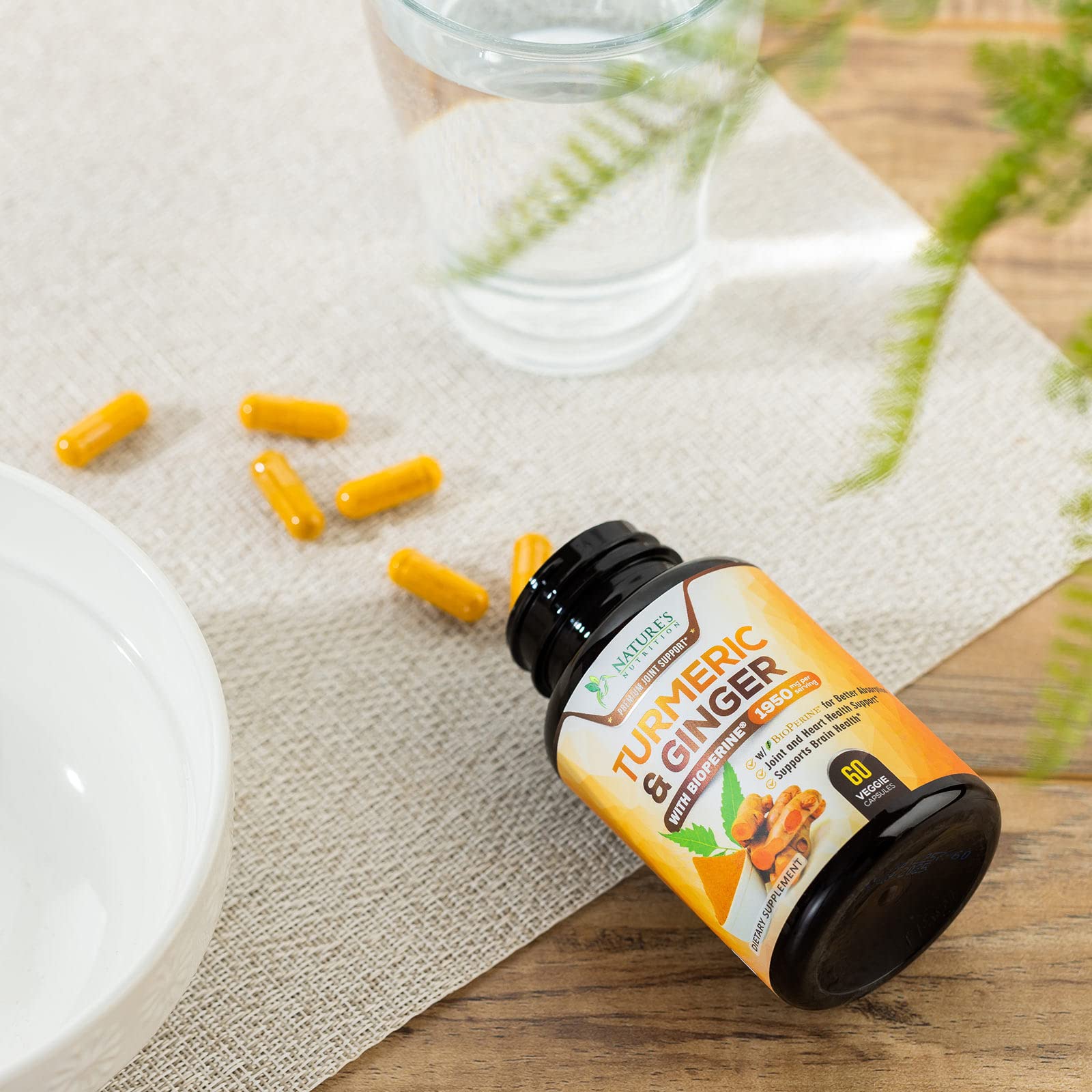 Turmeric Curcumin with BioPerine & Ginger 95% Standardized Curcuminoids Nature's NutritionUS supplements