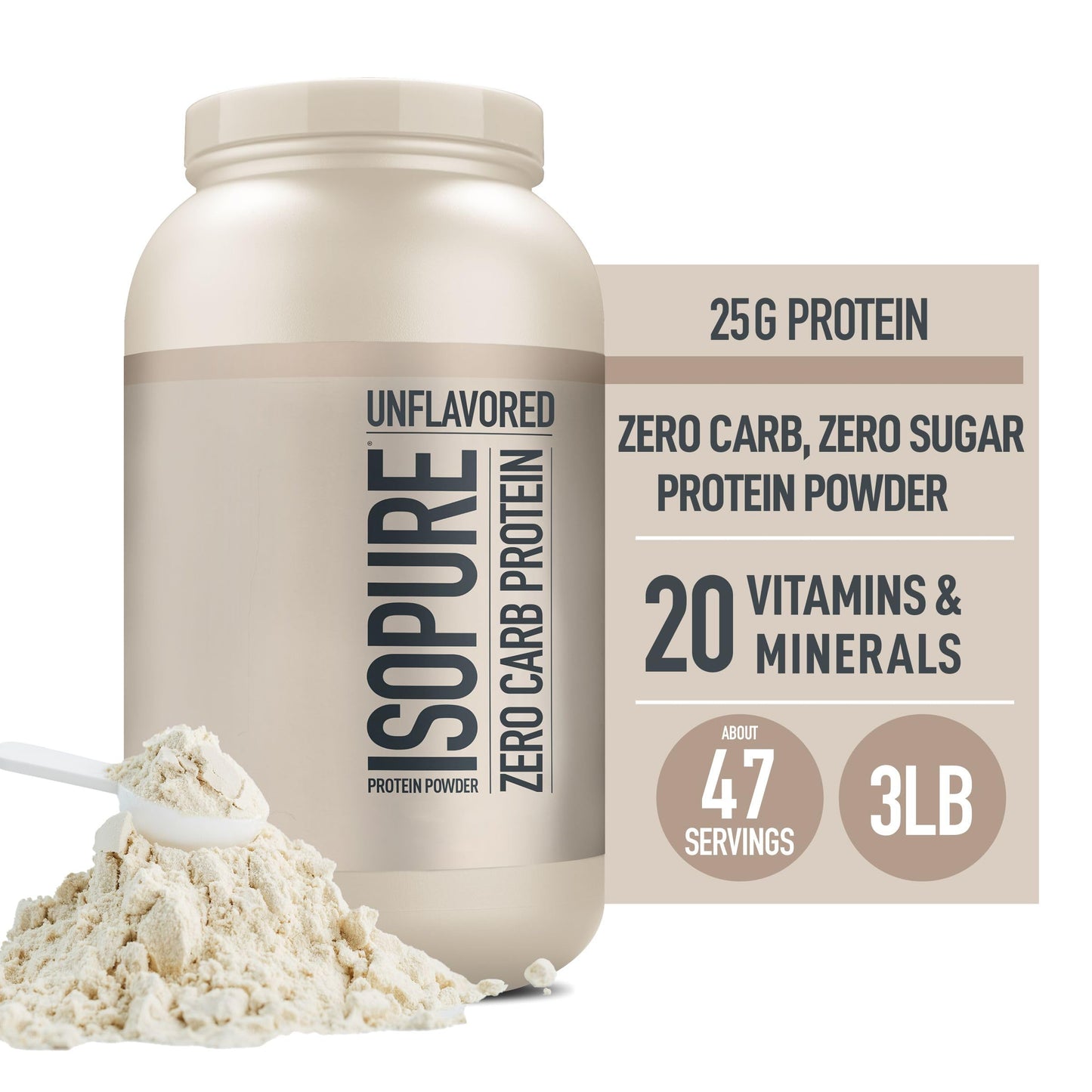 Isopure Unflavored Protein, 25g Whey Isolate, Zero Carb & Keto Friendly, 47 Servings IsopureUS supplements