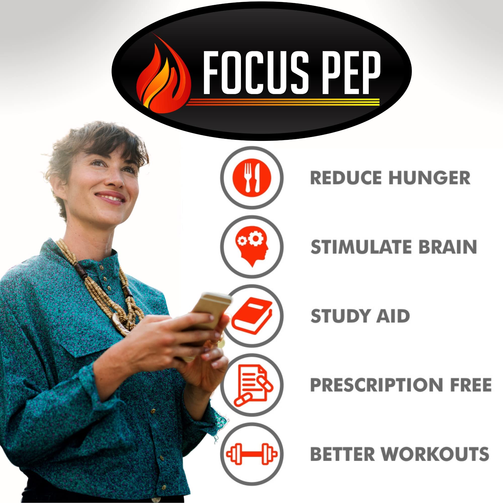 Focus Pep- Over The Counter Stimulants to Speed Up Naturally | Study Alternative and Best Energy Supplements for Nootropic Brain Boosting, 60 Pills Focus PepAu supplements