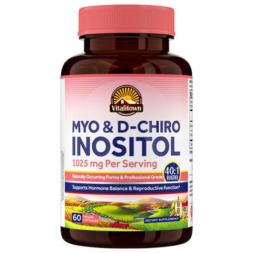 Vitalitown Inositol Supplement for Women, Myo-Inositol & D-Chiro Inositol, Ideal 40:1 Ratio, Hormone Balance & Healthy Ovarian Support for Women, Vitamin B8, Vegan, 60 Capsules, No Gluten VitalitownAu supplements