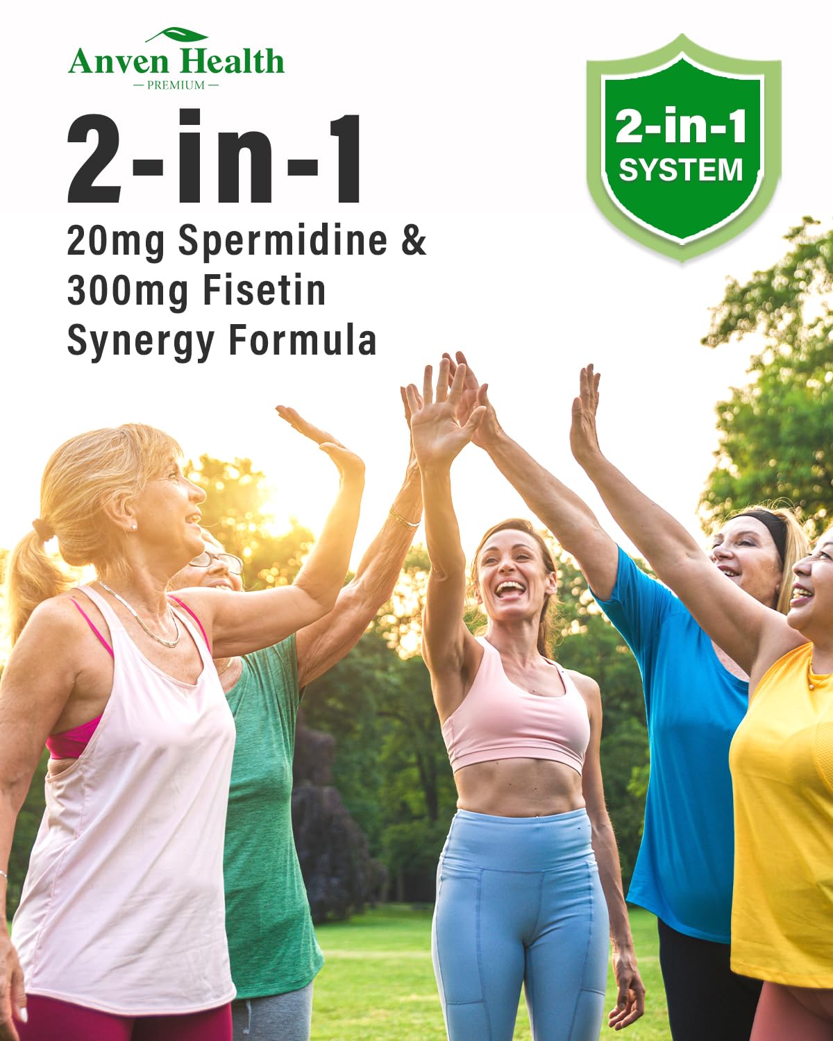 Spermidine & Fisetin Supplement - 20mg of 99% Spermidine Per Serving, 3HCL & 300mg Fisetin for Women Men Cell Renewal, Aging Defense & Longevity, Gluten Free, Non-GMO, Made in USA | 30 Veggie Caps Anven HealthAu supplements