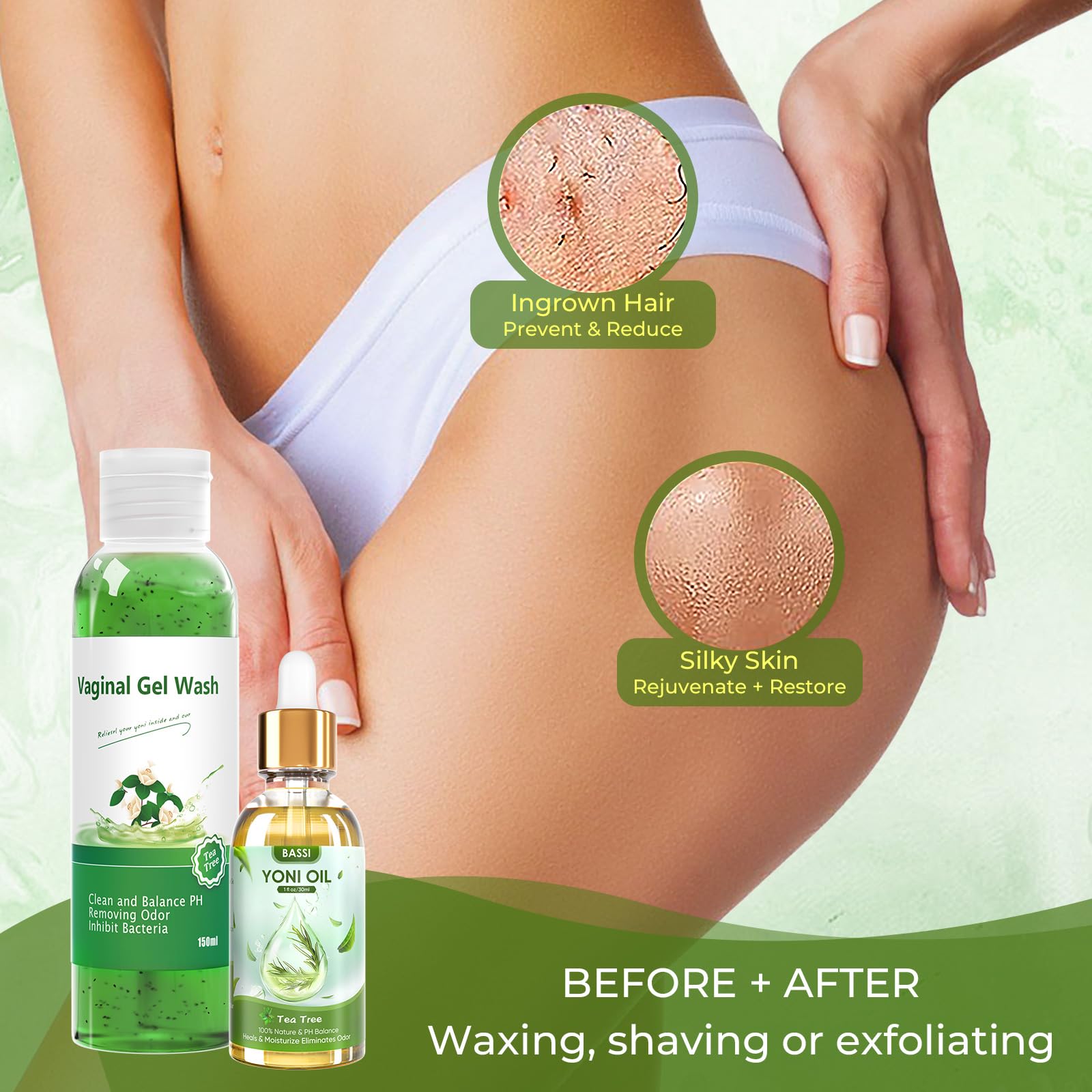 Feminine Wash & Yoni Oil & Yoni Soap Tea Tree Set for Women, Yoni Wash for Vaginal Ph Balance Remove BASSIAu supplements