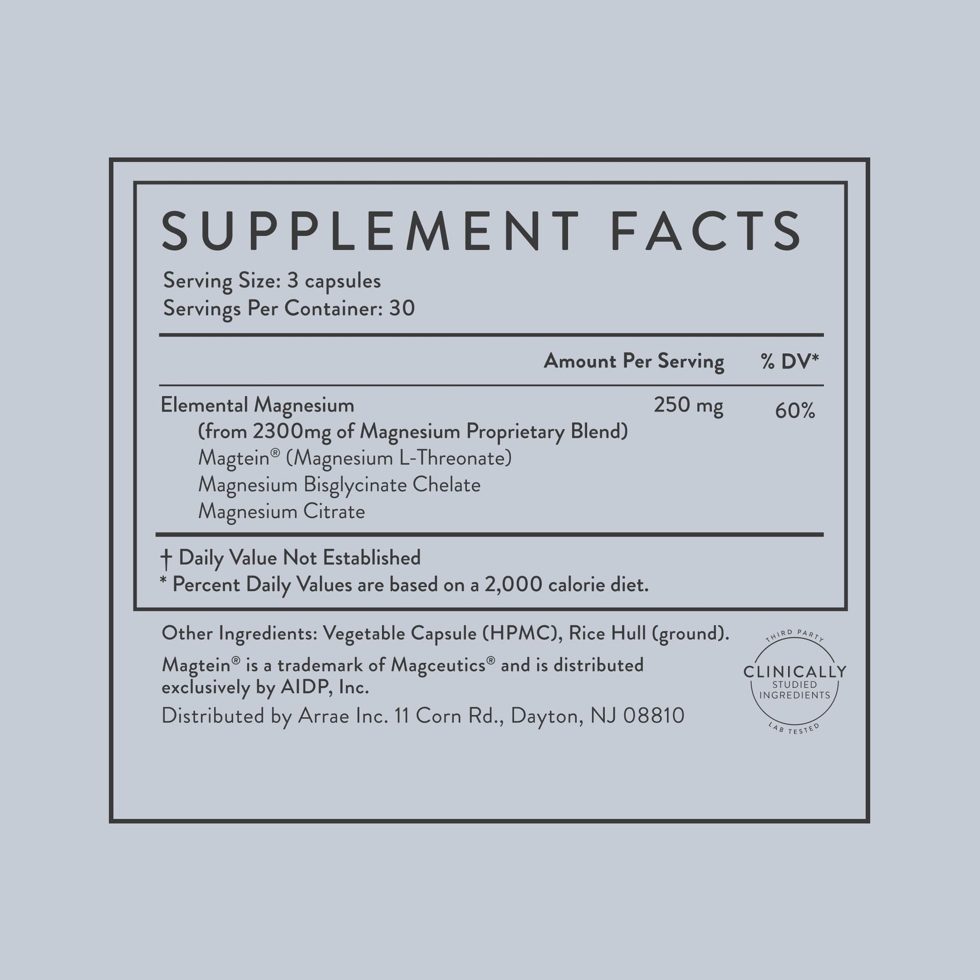 Arrae Magnesium Supplement, Magnesium Glycinate, Citrate & L-threonate, 250 mg, Support Mood, Sleep, Nerves, and Muscles,90 Capsules ArraeAu supplements