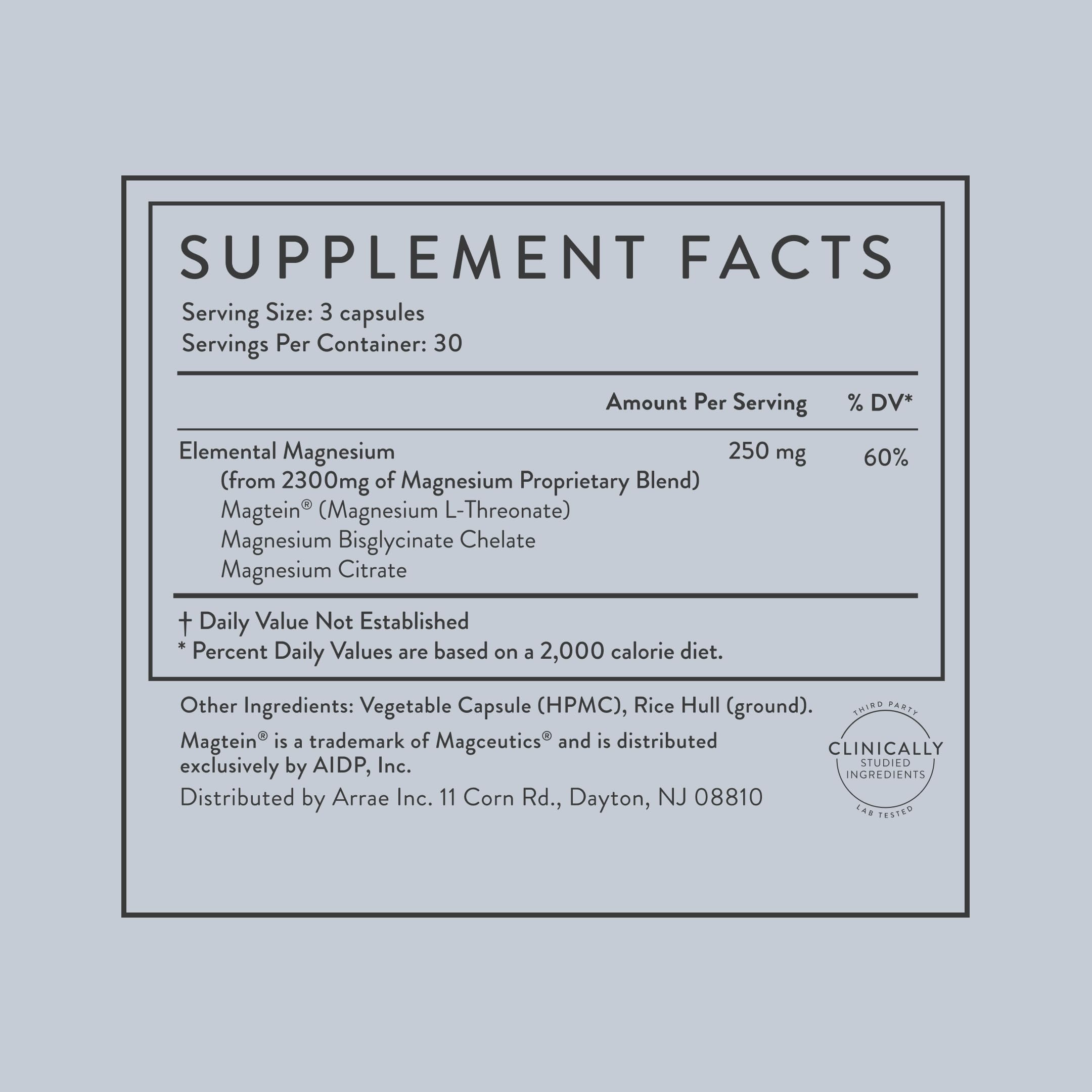 Arrae Magnesium Supplement, Magnesium Glycinate, Citrate & L-threonate, 250 mg, Support Mood, Sleep, Nerves, and Muscles,90 Capsules ArraeAu supplements
