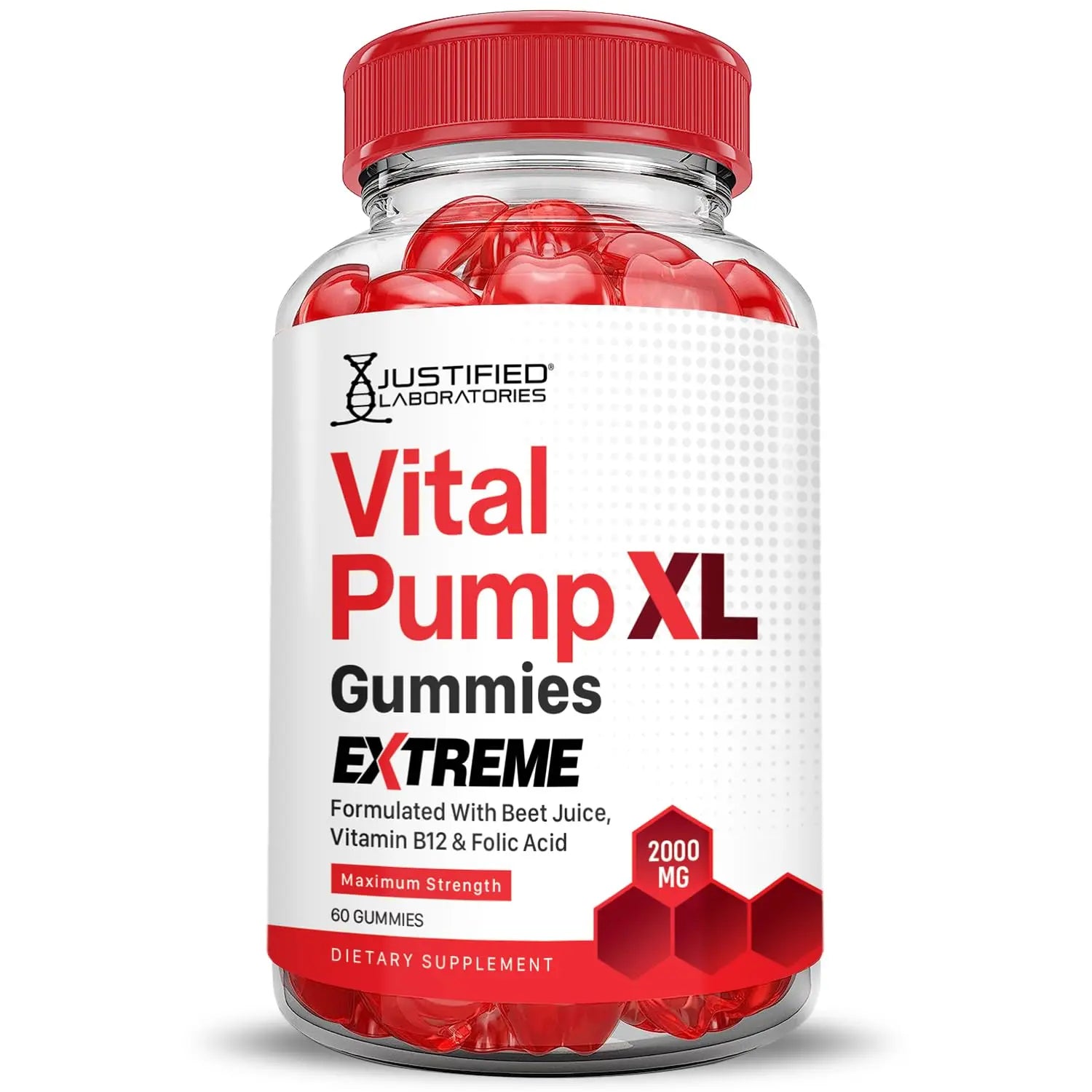 Justified Laboratories (5 Pack) Vital Pump XL Extreme 2000MG Performance Gummies Vital PumpXL Advanced Formula Formulated with Beet Juice ACV Pomegranate Powder B12 Vegan Non GMO 300 Gummys Justified Laboratoriesnz supplements
