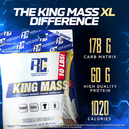 Ronnie Coleman Signature Series King Mass XL Mass Gainer Protein Powder, Muscle Ronnie Coleman Signature SeriesUS supplements