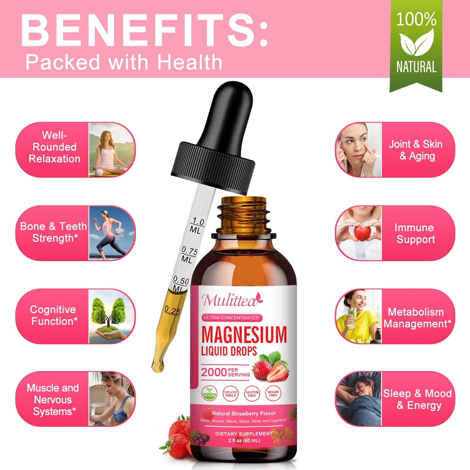 Magnesium Glycinate Liquid, High Potency Magnesium Glycinate, Citrate, Sugar Free Vegan Non-GMO Complex Supplement Promotes Nerv,Relaxation,Muscle,Sleep Support* MulitteaAu supplements
