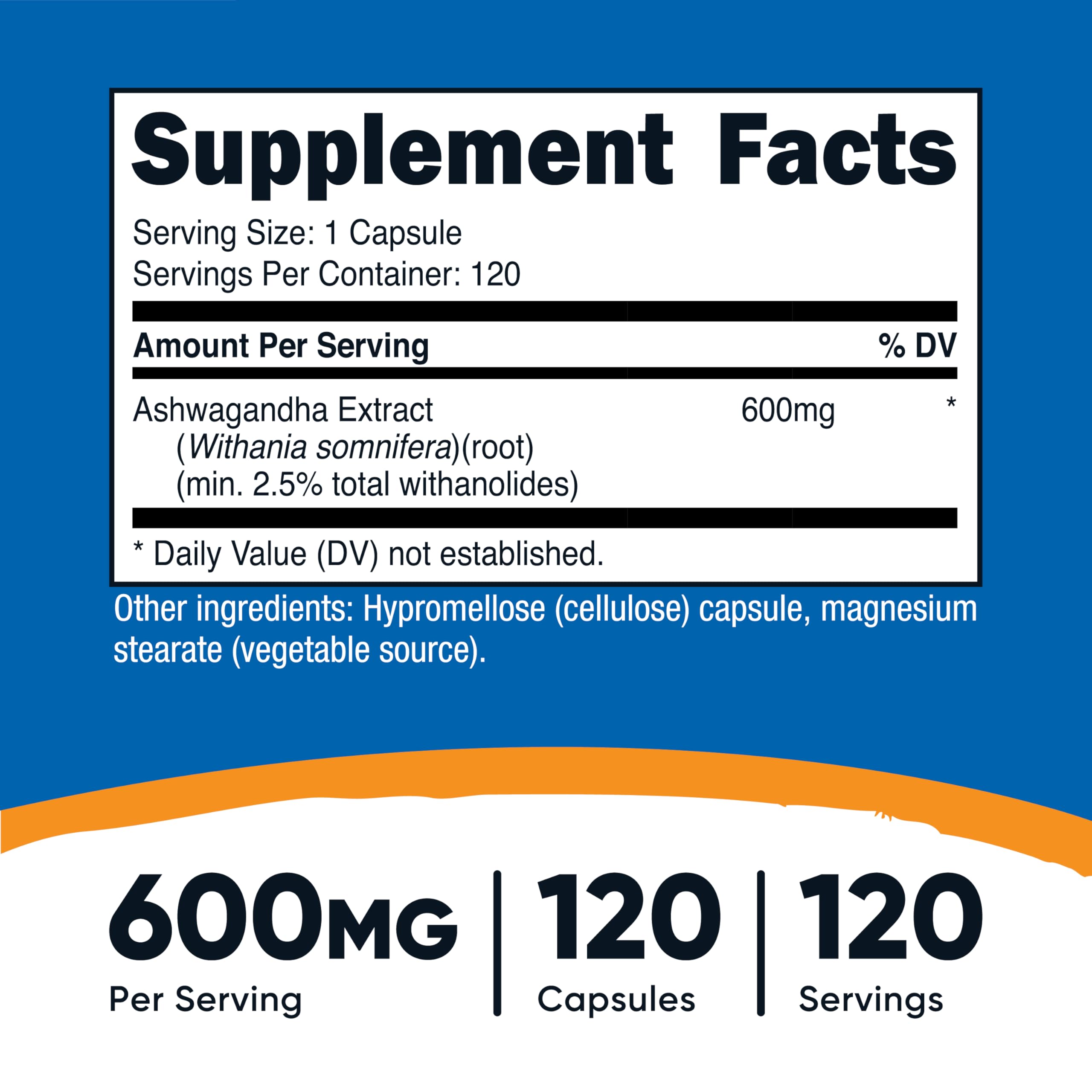 Nutricost Ashwagandha Herbal Supplement 600mg, 120 Capsules - Vegetarian, Non-GMO, Gluten Free, Ashwagandha Root NutricostAu supplements