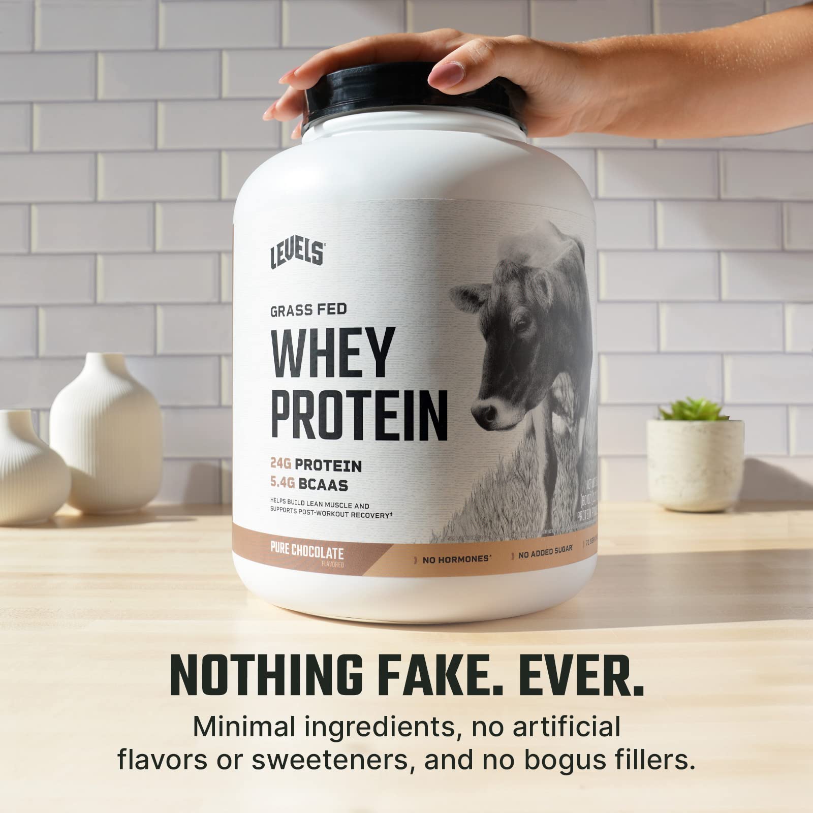 Levels Grass Fed 100% Whey Protein, No Hormones, Pure Chocolate, 5LB Levels NutritionUS supplements