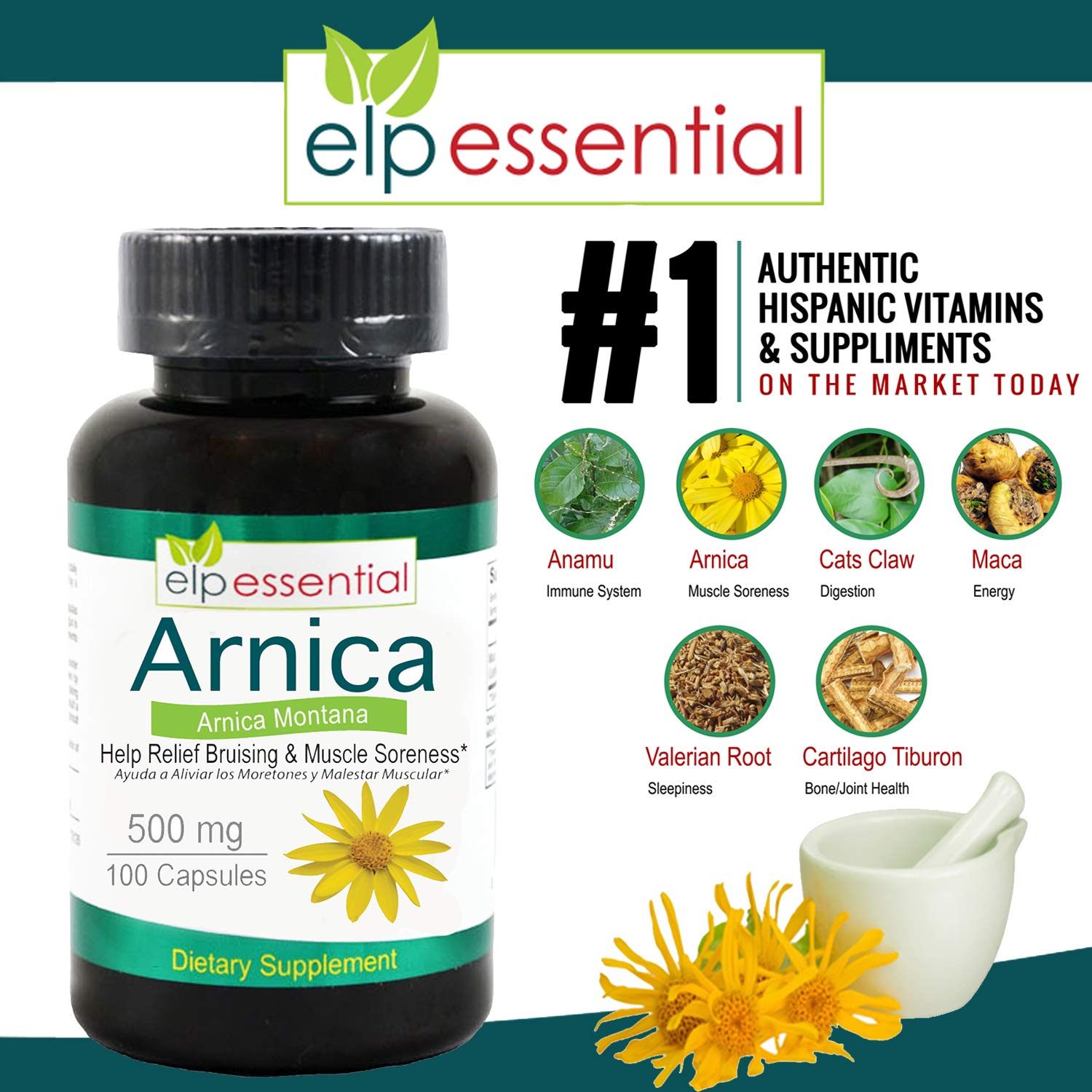 ELP ESSENTIAL Arnica Montana Capsules 100 Capsules ELP ESSENTIALAu supplements