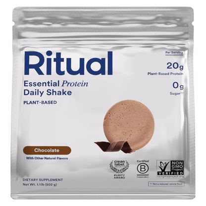 Ritual Pea Protein Powder with BCAA: 20g Organic Vegan Plant-Based Protein from Regenerative Farms in North America, Complete Amino Acid Profile, Gluten Free, Sugar Free‡, Dairy Free, Chocolate, 1 Lbs RitualUS supplements