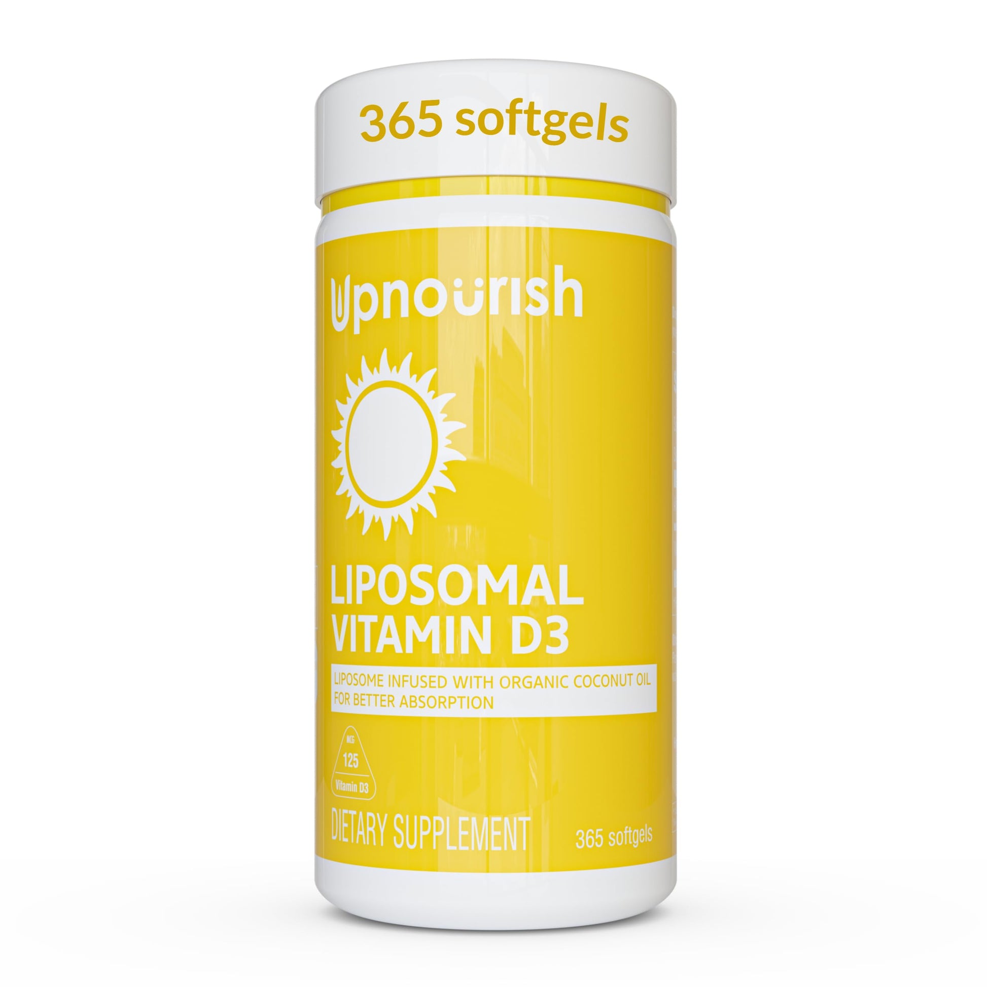 UpNourish Liposomal Vitamin D3 5000 IU Softgels - 1 Year Supply | Organic Coconut Oil Infused Vitamin D Supplements - Support Bone, Dental, Heart, Mood & Immune Health - Non GMO Gluten Free - 365 ct UpNourishAu supplements