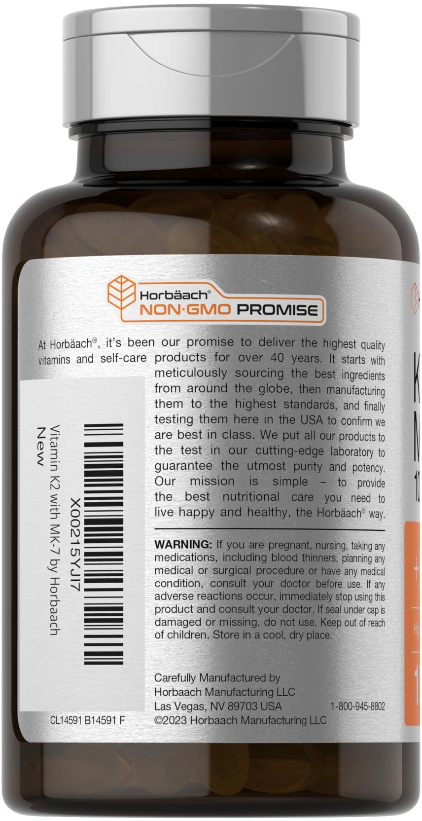Horbäach Vitamin D3 K2 | 5000iu of Vitamin D & 100mcg MK-7 Complex | 180 Softgel Cap HorbäachUS supplements