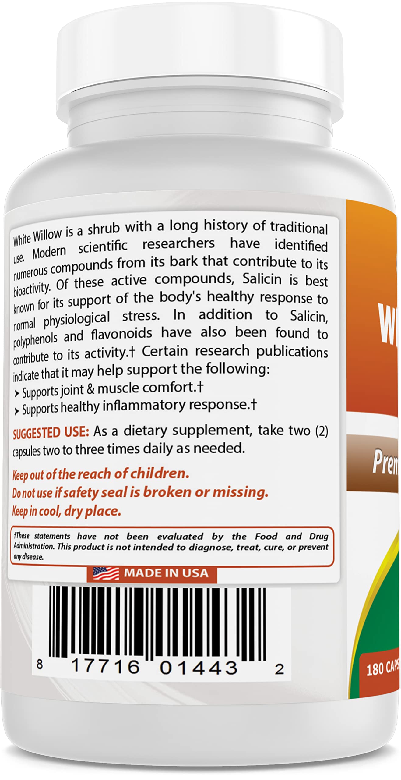 Best Naturals White Willow Bark 400 mg 180 Capsules (180 Count (Pack of 2)) Best NaturalsAu supplements