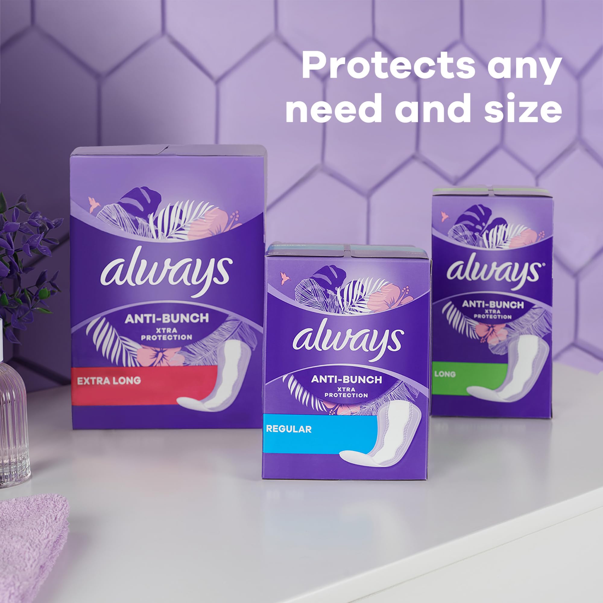 Always Anti-Bunch Xtra Protection Daily Liners, Regular Length, Unscented, 34 Count x 4 AlwaysAu supplements