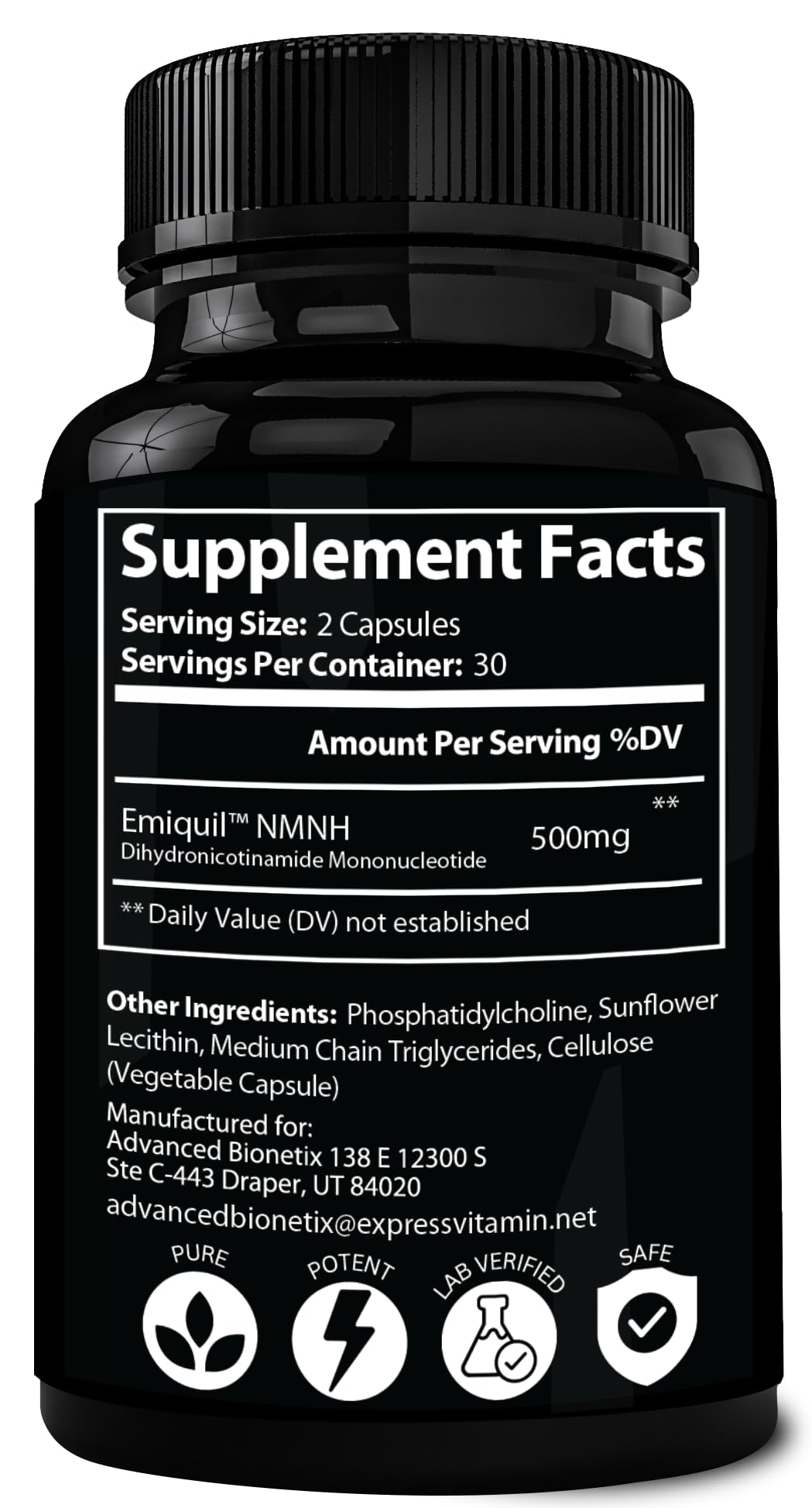 Advanced Bionetix Liposomal NMNH 500mg Per Serving -NMN Supplement Alternative- 60 Capsules (Dihydronicotinamide Mononucleotide) NAD Supplement to Boost NAD+ Levels for Anti Aging (60) Advanced BionetixAu supplements
