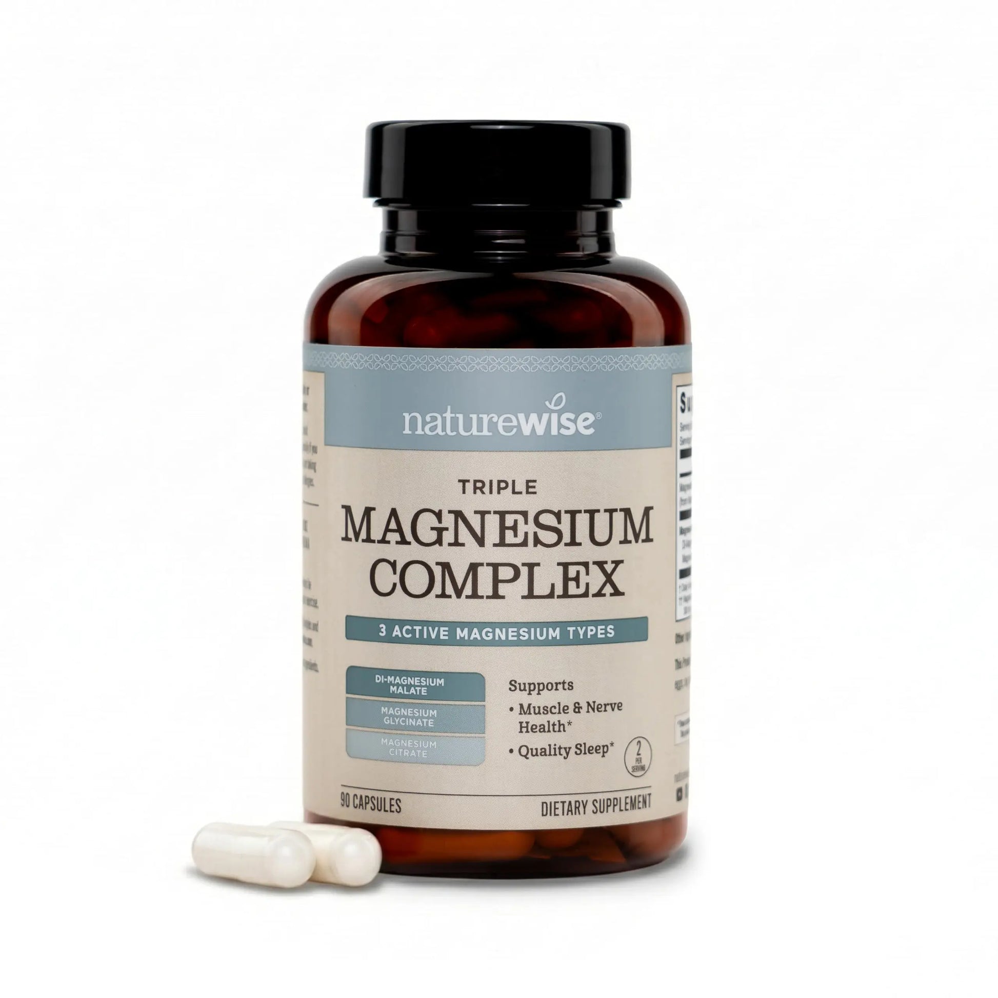NatureWise Triple Magnesium Complex - High Absorption Magnesium Glycinate + Malate + Citrate for Muscle Nerve & Sleep Support - Vegan 90 Capsules NatureWiseAu supplements