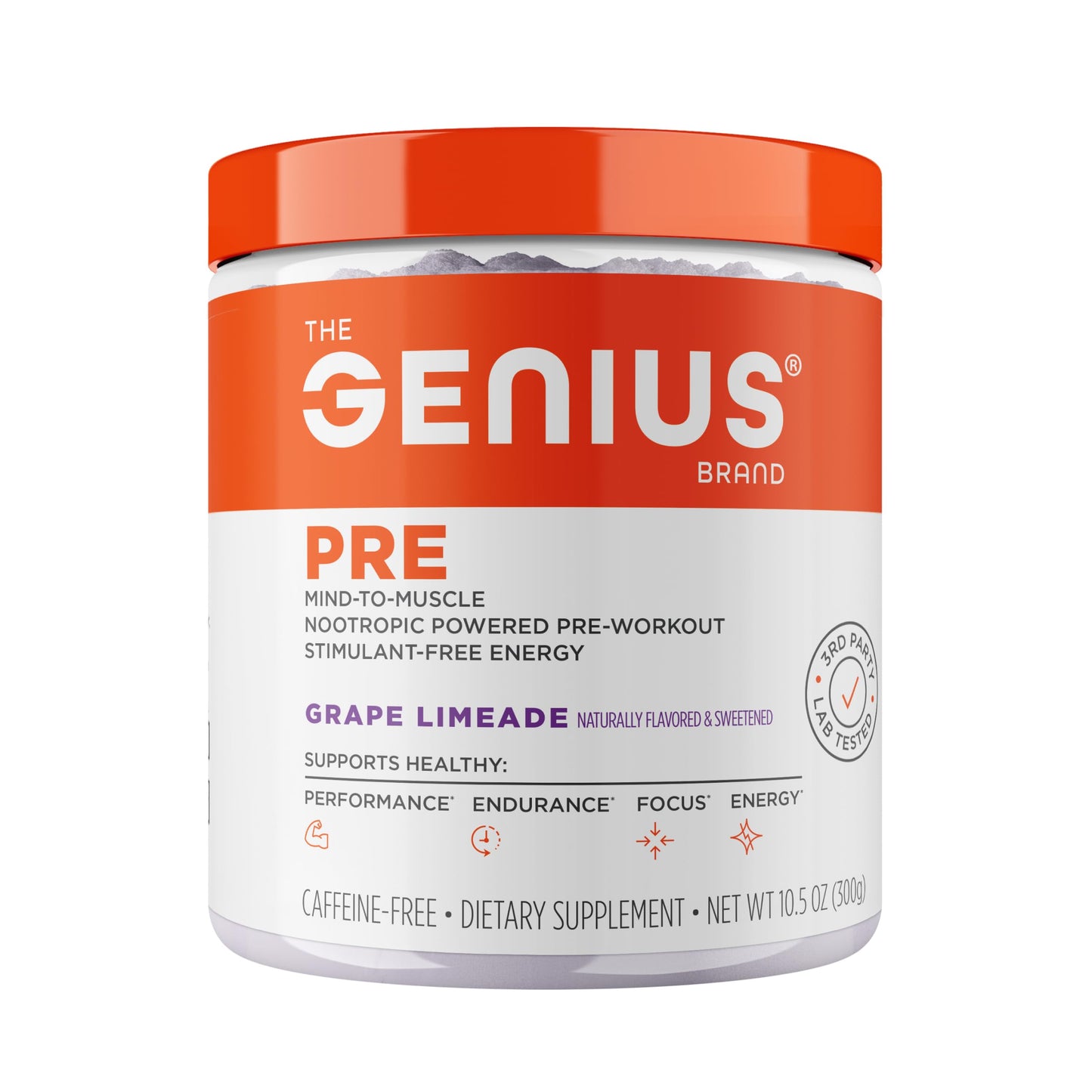 Genius Pre Caffeine-Free Pre Workout Boosted Energy, Focus, Performance Nootropic Formula AlphaSize, Citrulline Malate, CarnoSyn Beta Alanine Endurance, Stamina, Recovery, 20 Servings - Grape Limeade The Genius BrandUS supplements