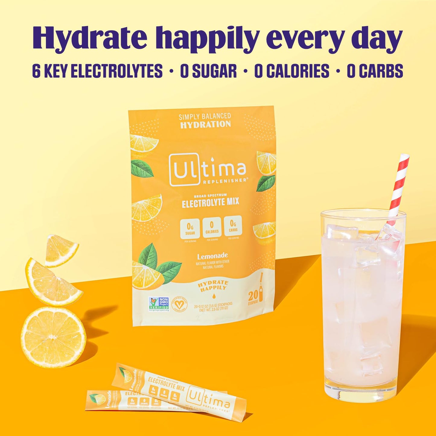 Ultima Replenisher Daily Electrolyte Drink Mix – Lemonade, 20 Stickpacks – Hydration Ultima ReplenisherUS supplements