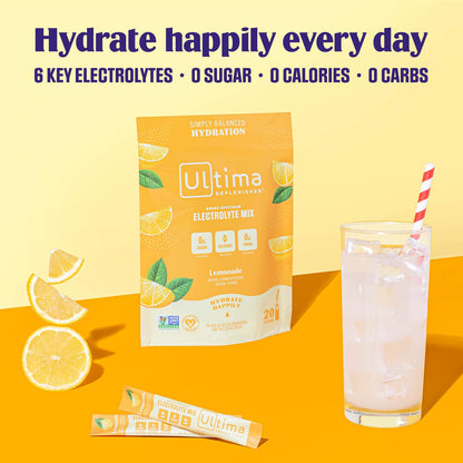 Ultima Replenisher Daily Electrolyte Drink Mix – Lemonade, 20 Stickpacks – Hydration Ultima ReplenisherUS supplements