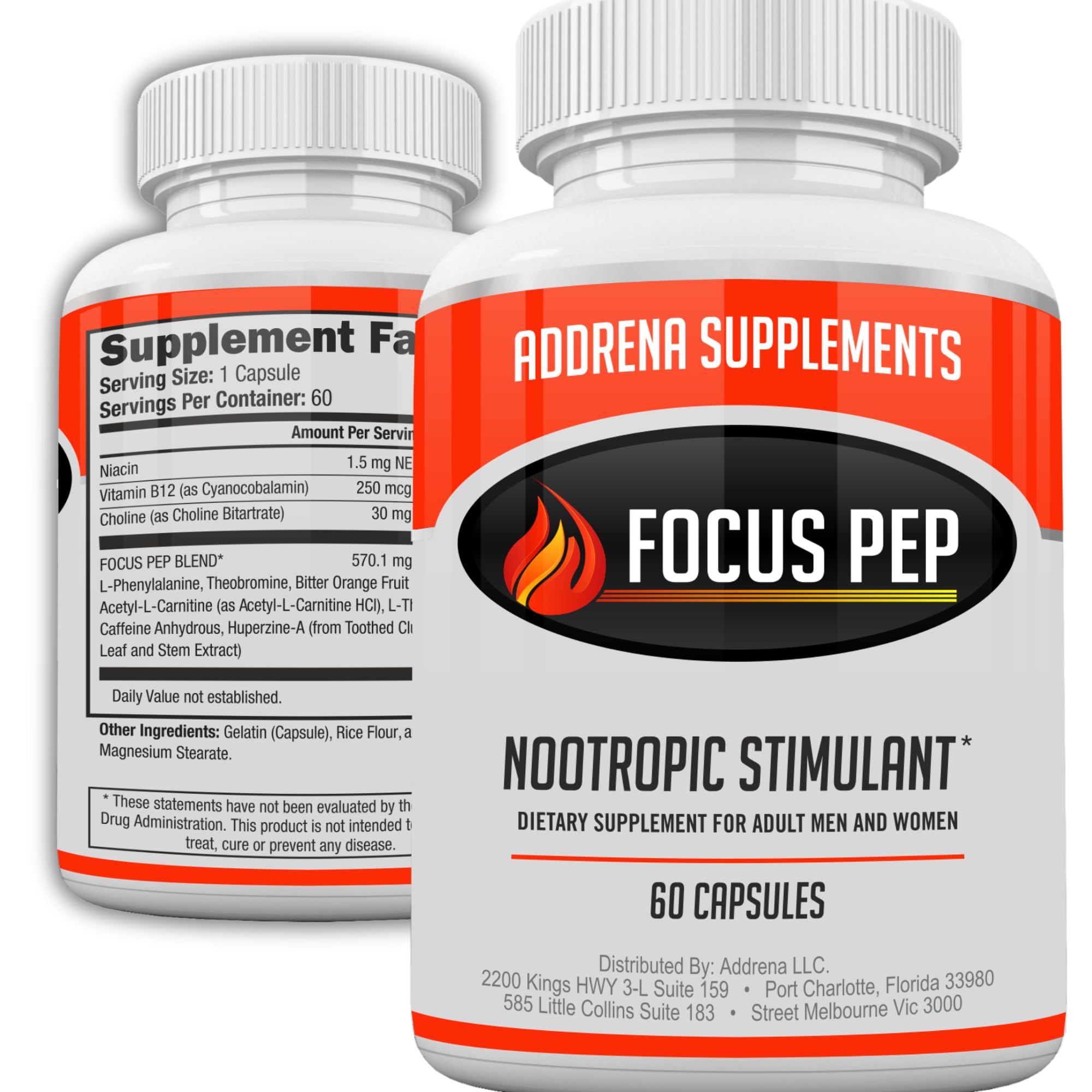 Focus Pep- Over The Counter Stimulants to Speed Up Naturally | Study Alternative and Best Energy Supplements for Nootropic Brain Boosting, 60 Pills Focus PepAu supplements