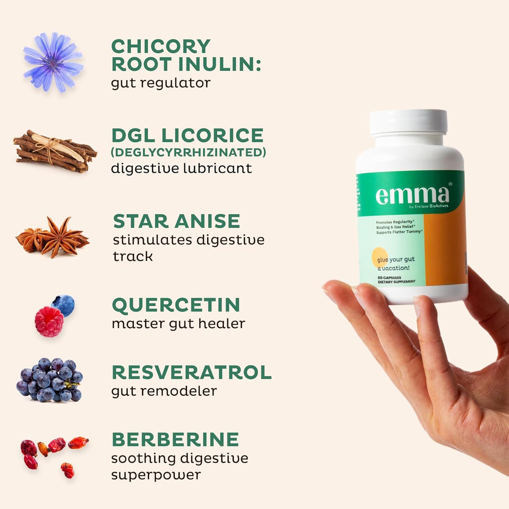 Emma Gut Health - 2 Pack - Gas and Bloating Relief, Constipation, Leaky Gut Repair - Gut Cleanse & Restore Digestion - Regulate Bowel Movement. Probiotics and Laxative Alternative, 120 Capsules EmmaAu supplements