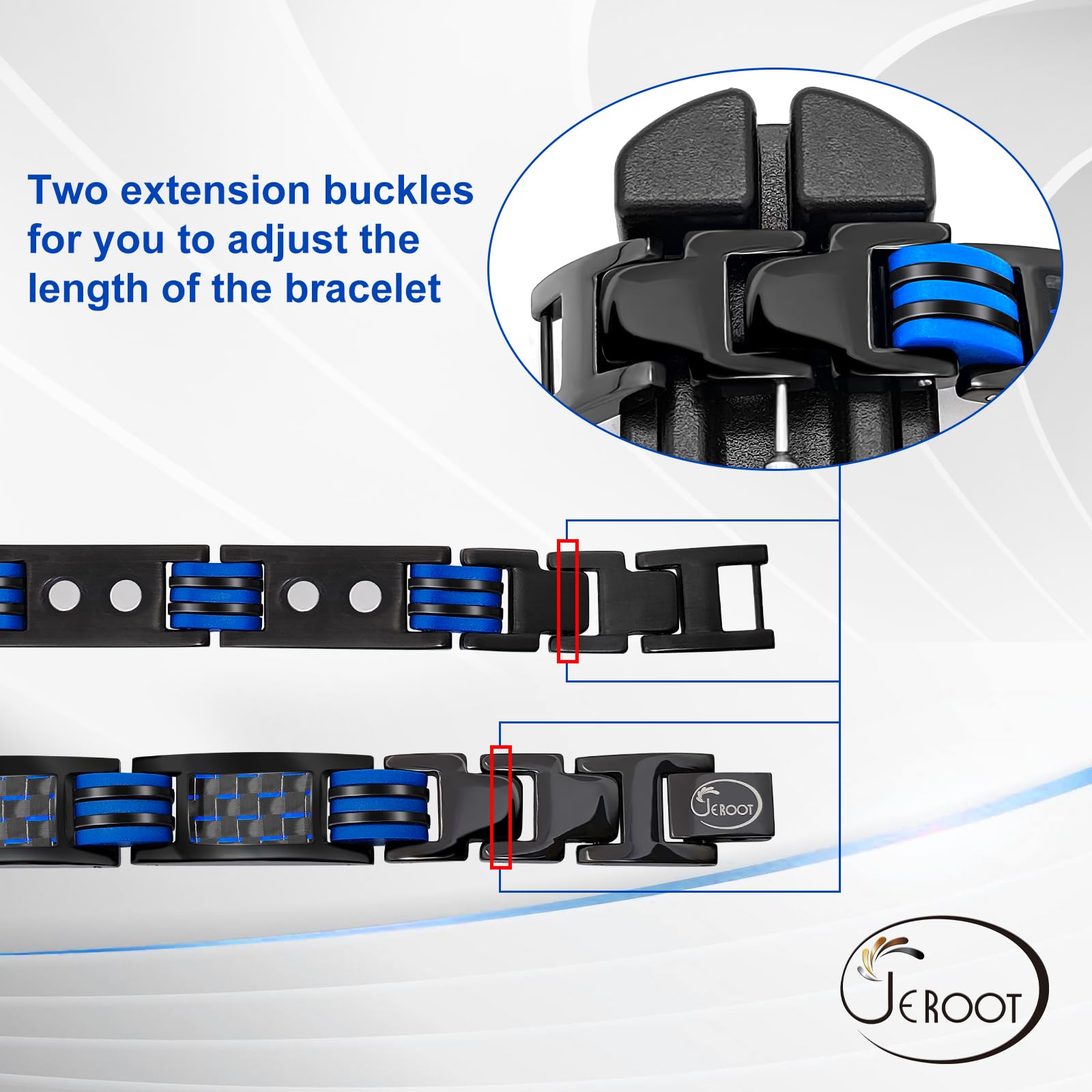 JEROOT Magnetic Bracelets for Men, Blue Carbon Fiber Pure Titanium Magnetic Bracelet JEROOTAu supplements