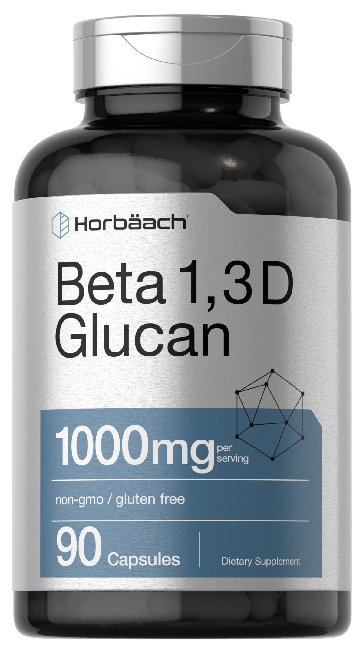 Beta Glucan 1 3D 1000 mg | 90 Capsules | Beta 1,3, 1,6 D Glucan | Non-GMO, Gluten Free HorbäachUS supplements