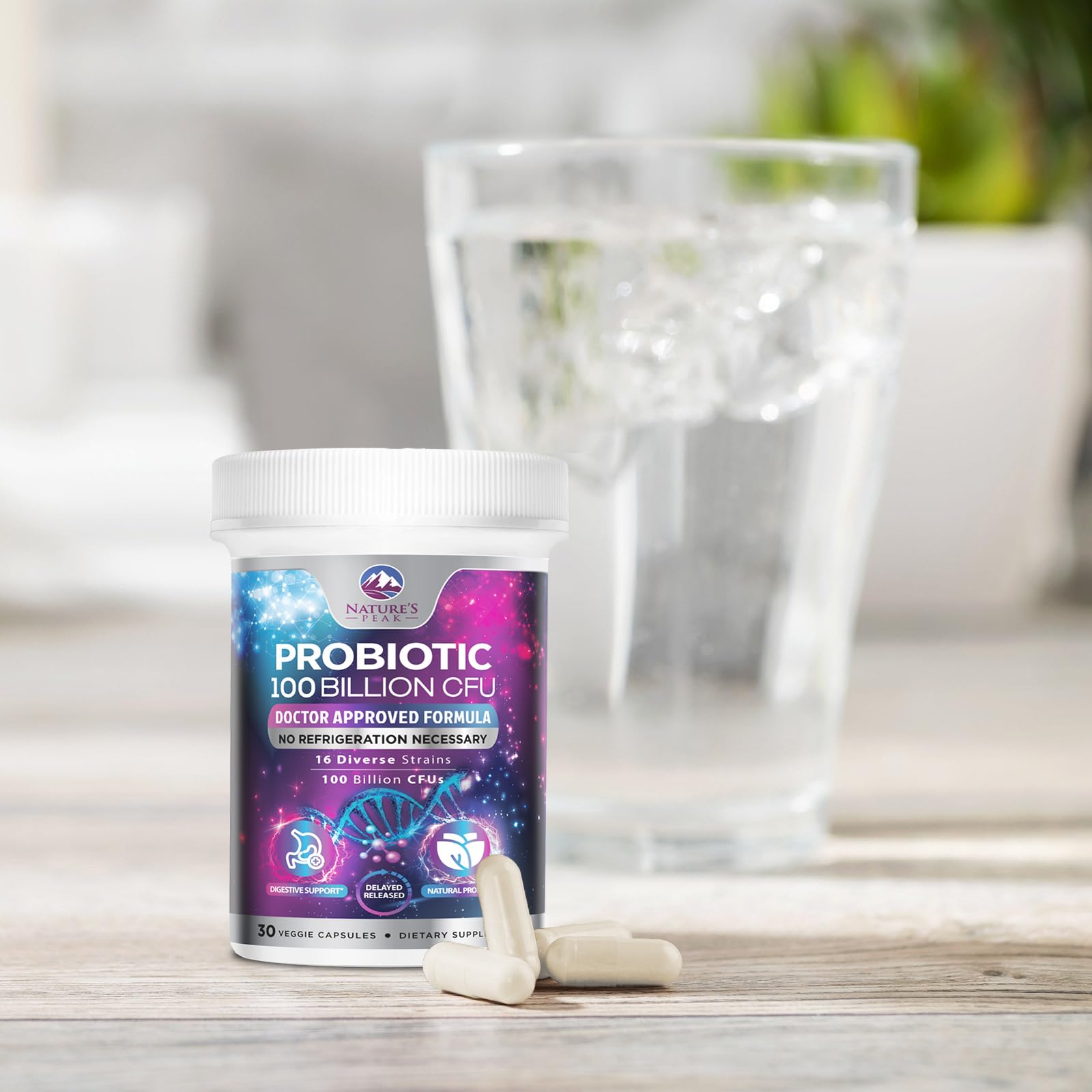 Probiotics 100 Billion CFU - 16 Premium Strains + Prebiotics - Best Probiotics for Women & Men - Supports Immune, Digestive & Gut Health, Supports Occasional Constipation, Gas & Bloating - 30 Capsules Nature's PeakAu supplements