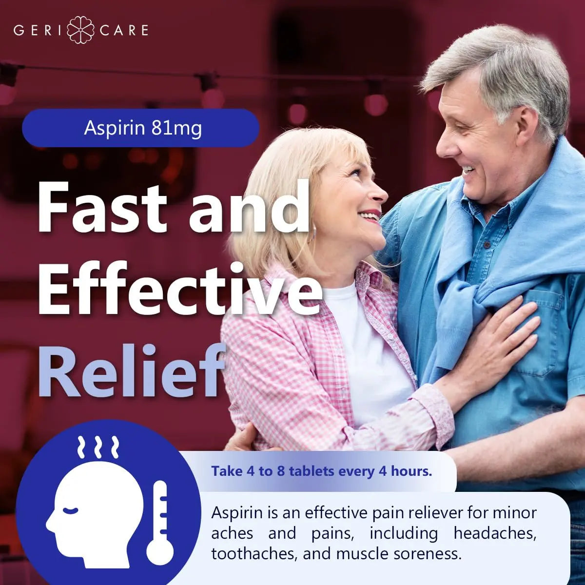 GeriCare Aspirin 81mg Adult Low Dose, Pain Reliever - Enteric Coated Tablets for Enhanced Absorption and Gentle Digestion – Supports Blood Flow, Reduces Inflammation, 300 Count (Pack of 1) GeriCareAu supplements
