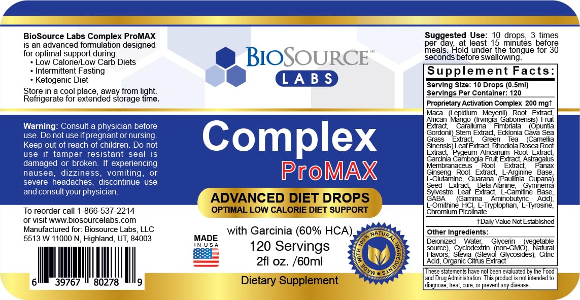 BioSource Labs Complex ProMAX Premium Diet Drops (1 x 2 oz Bottle) BioSource LabsUS supplements